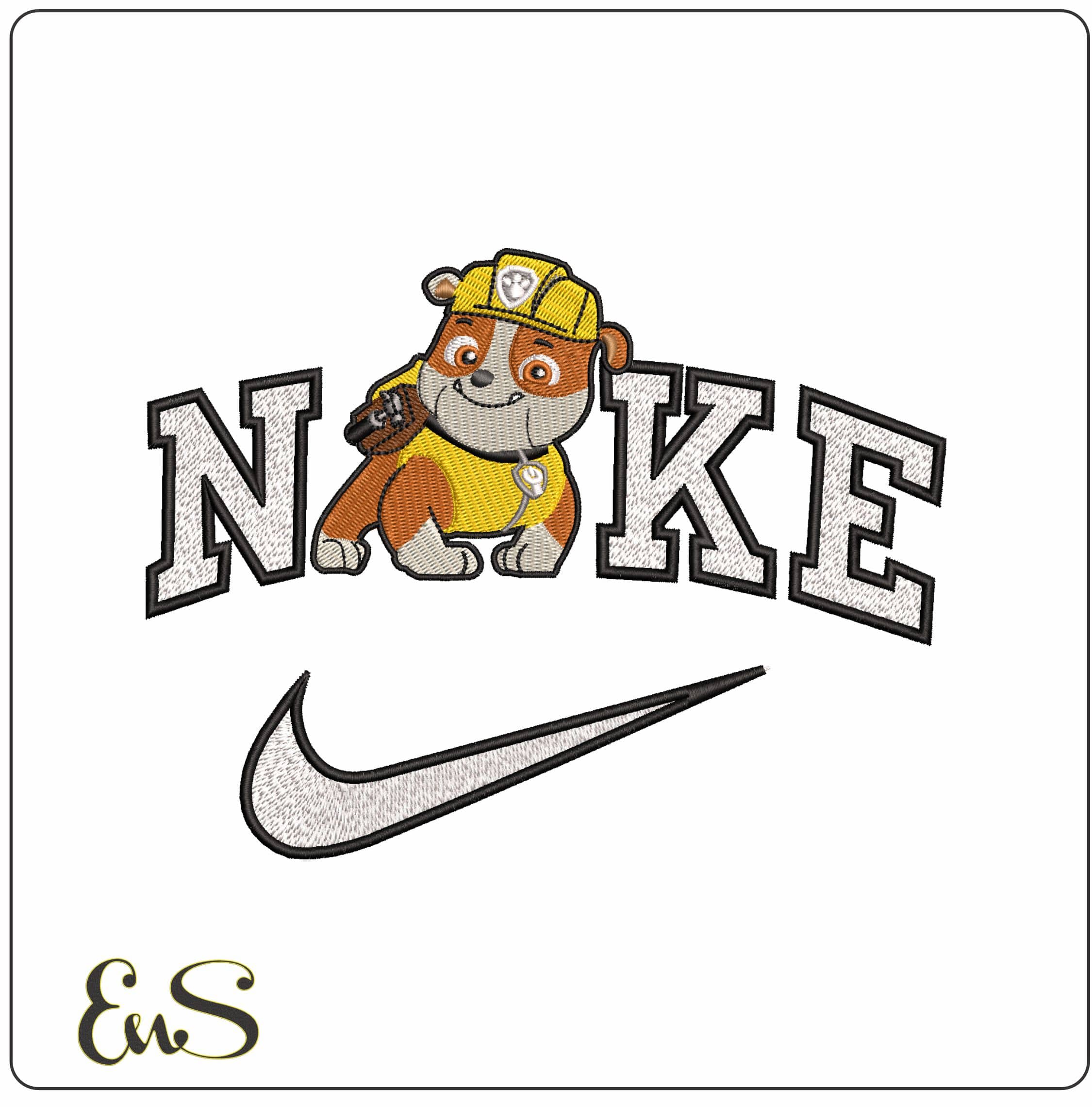 Nike Paw Rabol Paw Patrol - Elegant embroidery design file - instant download