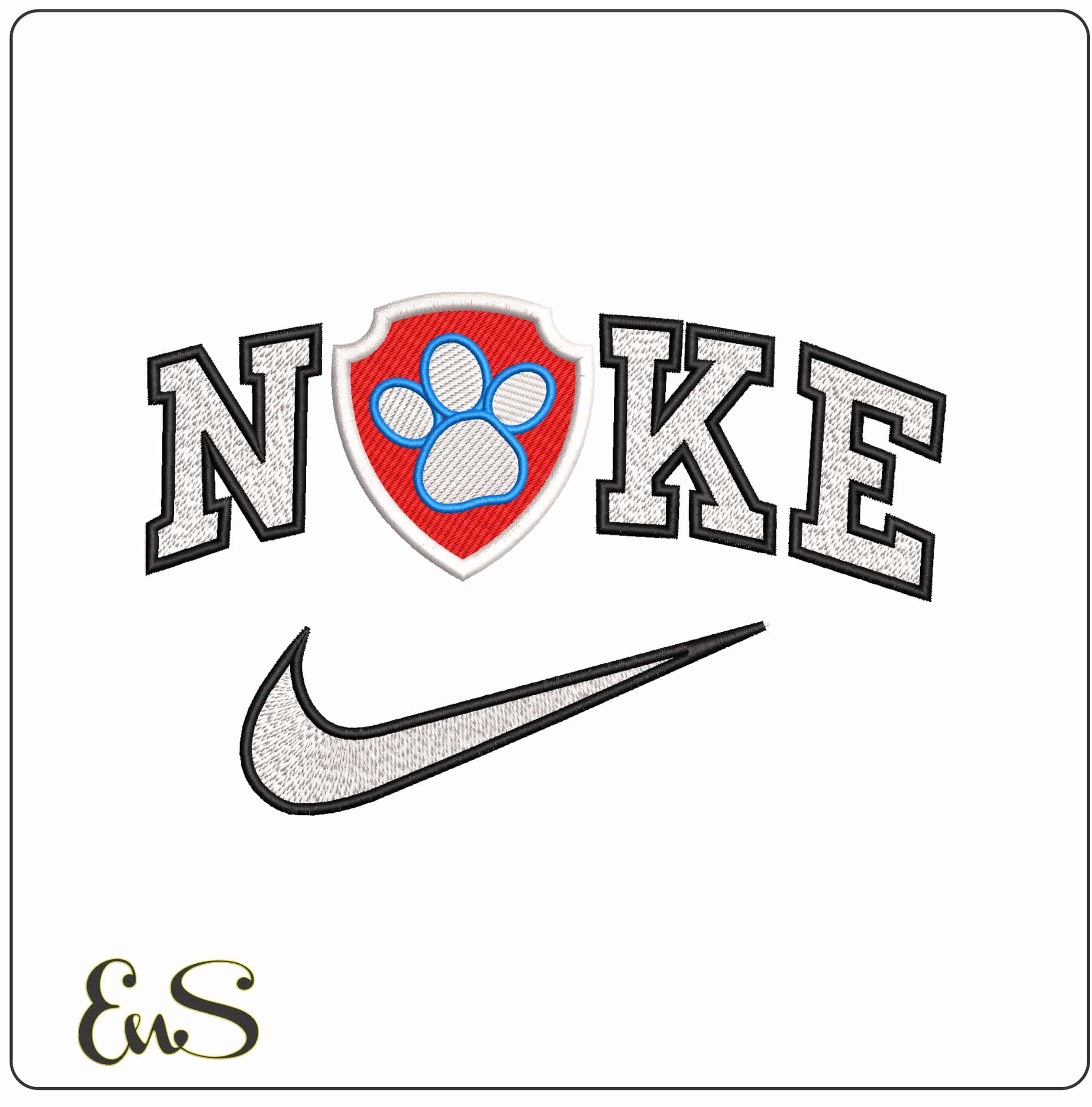 Nike PAW Shield Patch Paw Patrol - Elegant embroidery design file - instant download