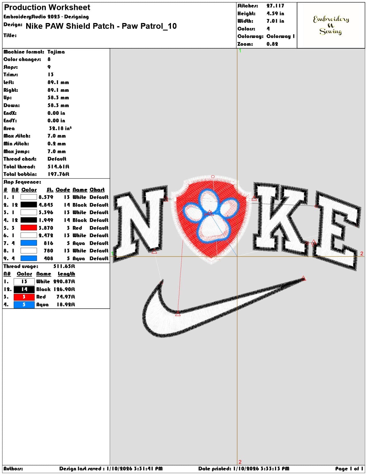 Nike PAW Shield Patch Paw Patrol - Elegant embroidery design file - instant download — view 3