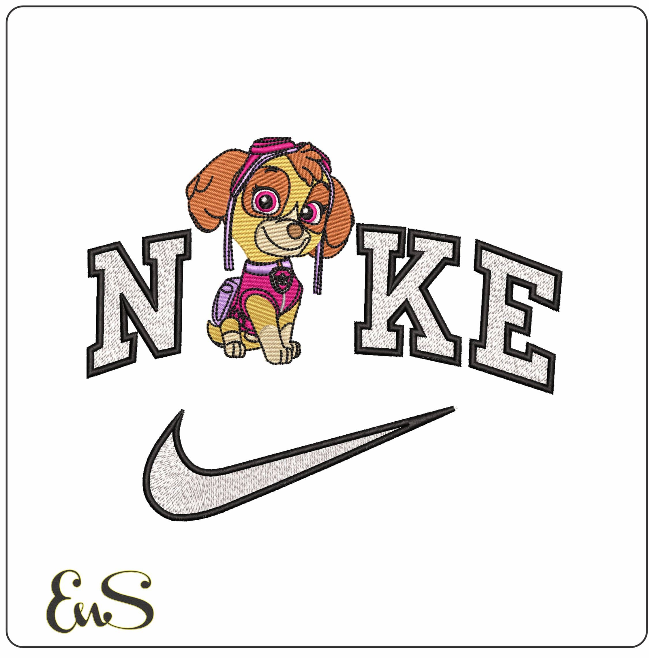 Nike Paw Skye Paw Patrol - Elegant embroidery design file - instant download