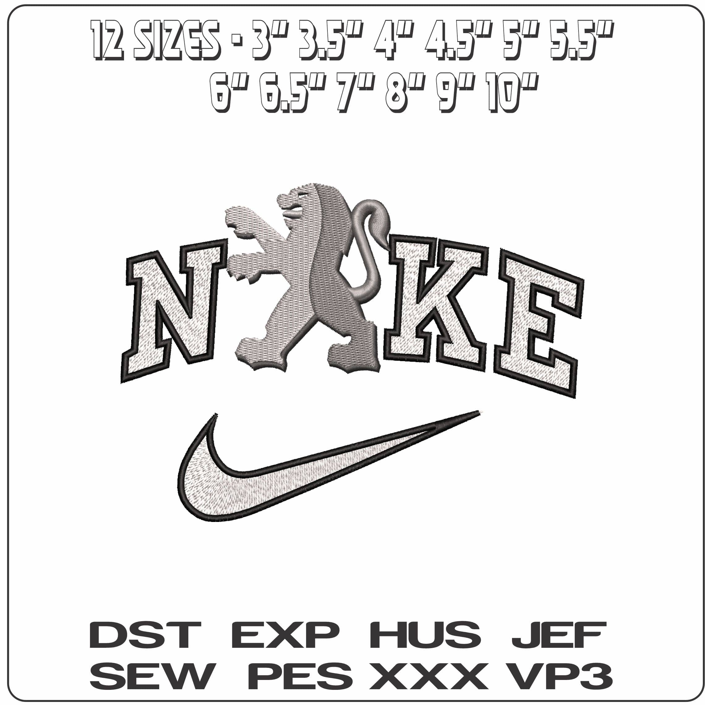 Nike Peugeot Lion Shadow - Elegant embroidery design file - instant download — view 2