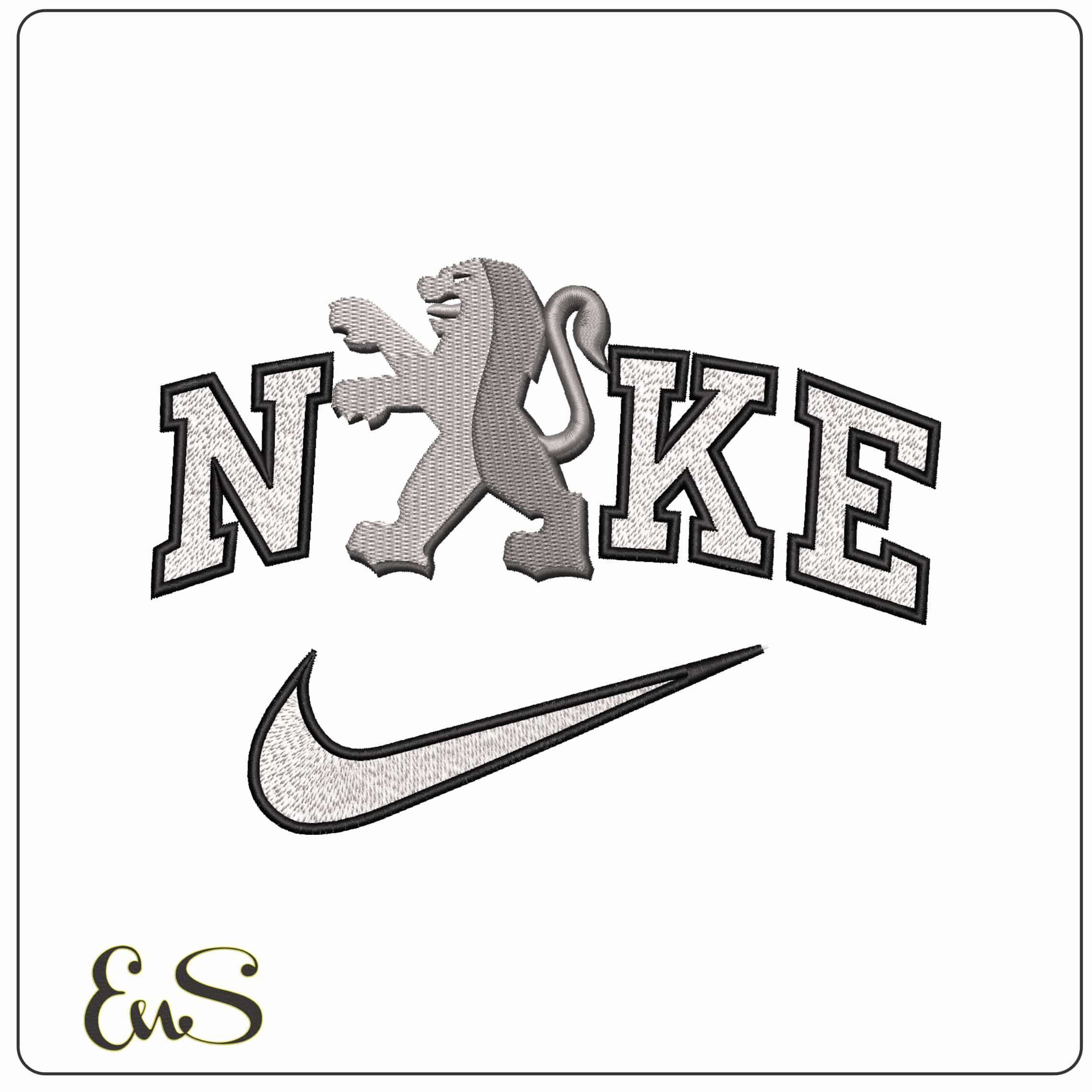 Nike Peugeot Lion Shadow - Elegant embroidery design file - instant download