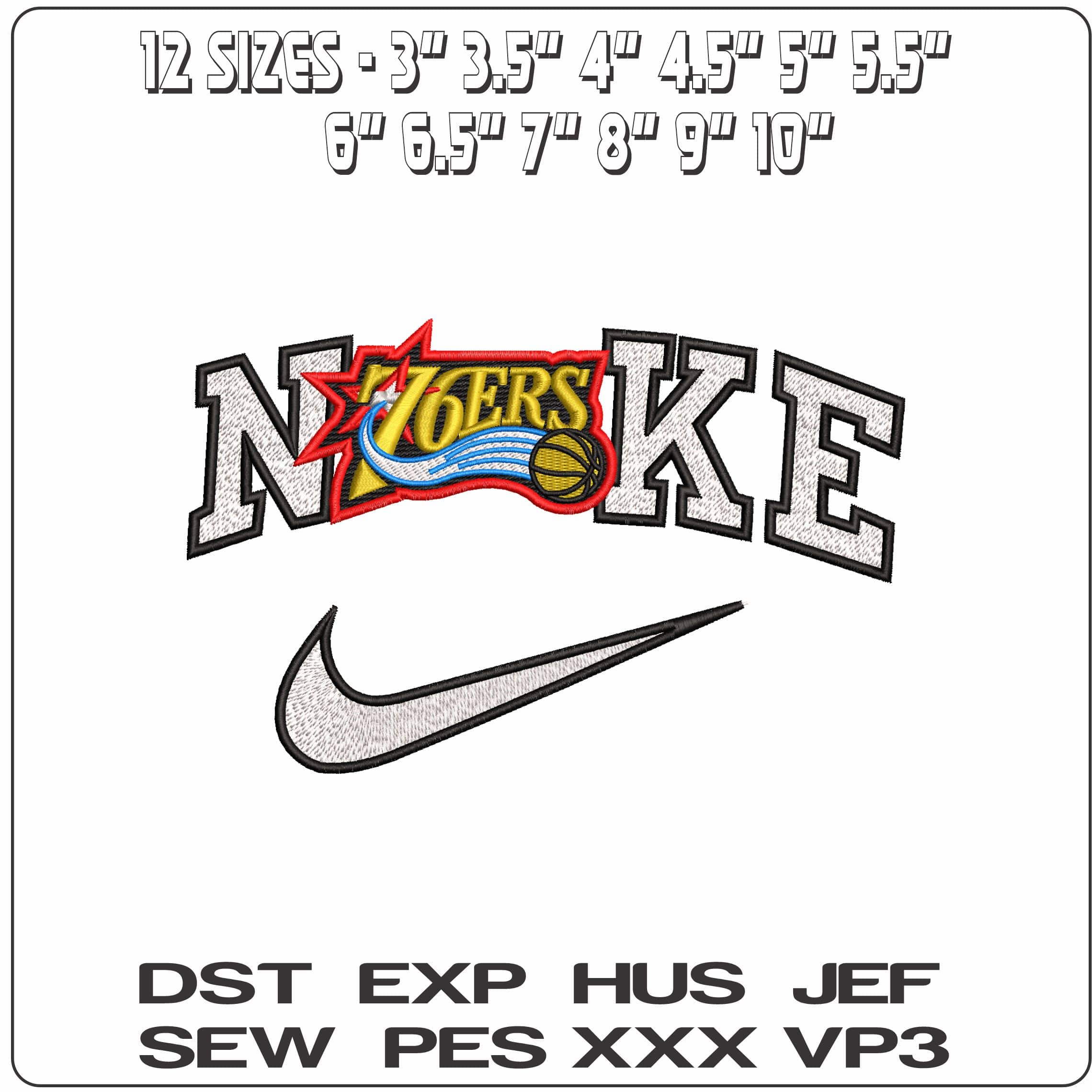 Nike Philadelphia 76ers - Elegant embroidery design file - instant download — view 2