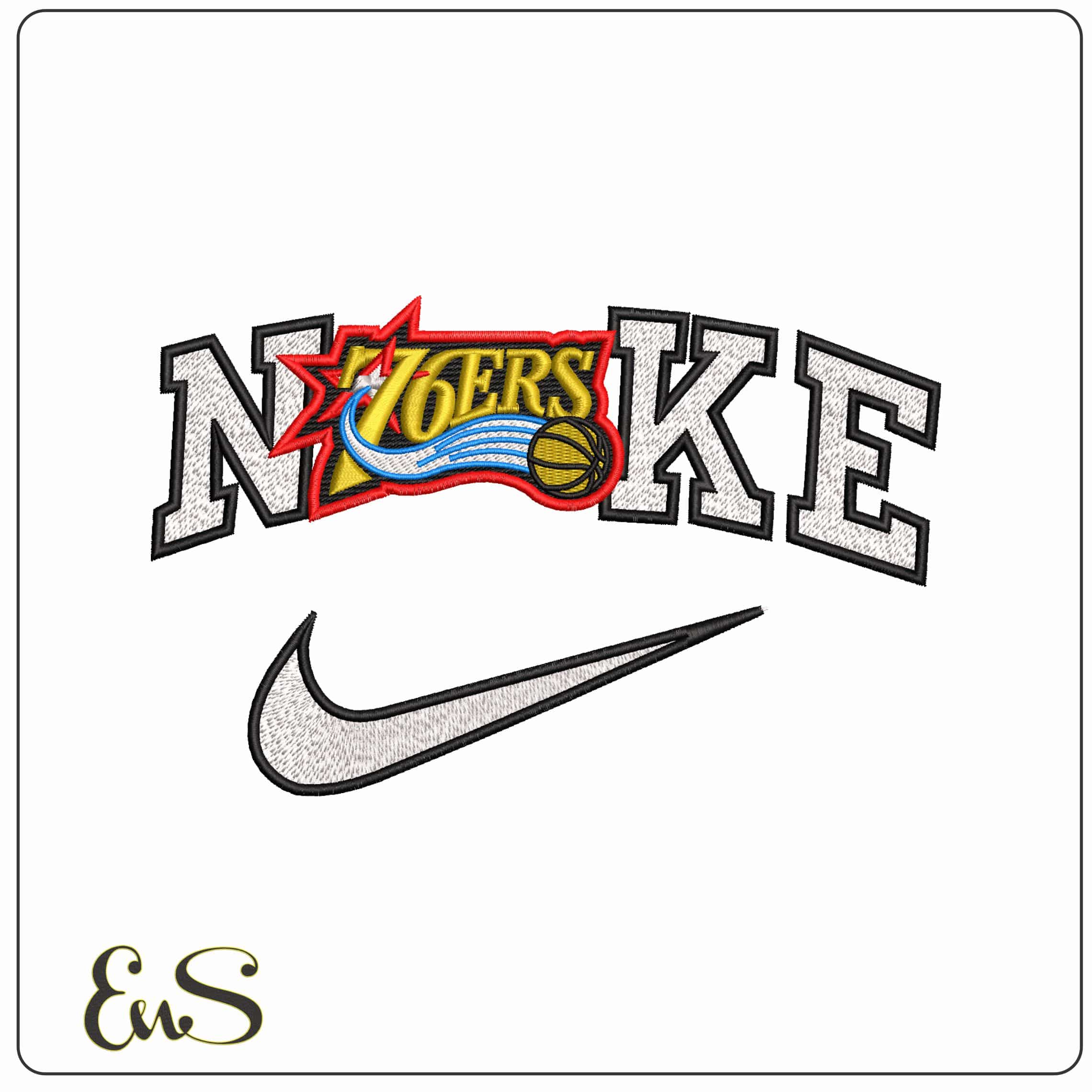 Nike Philadelphia 76ers - Elegant embroidery design file - instant download