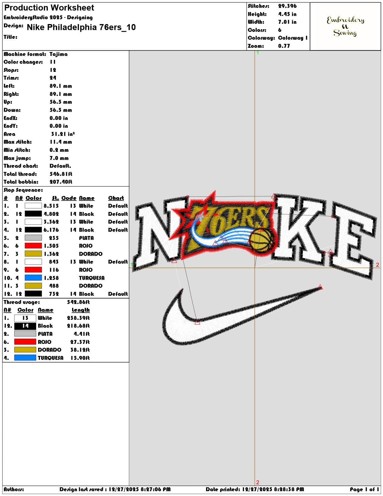 Nike Philadelphia 76ers - Elegant embroidery design file - instant download — view 3