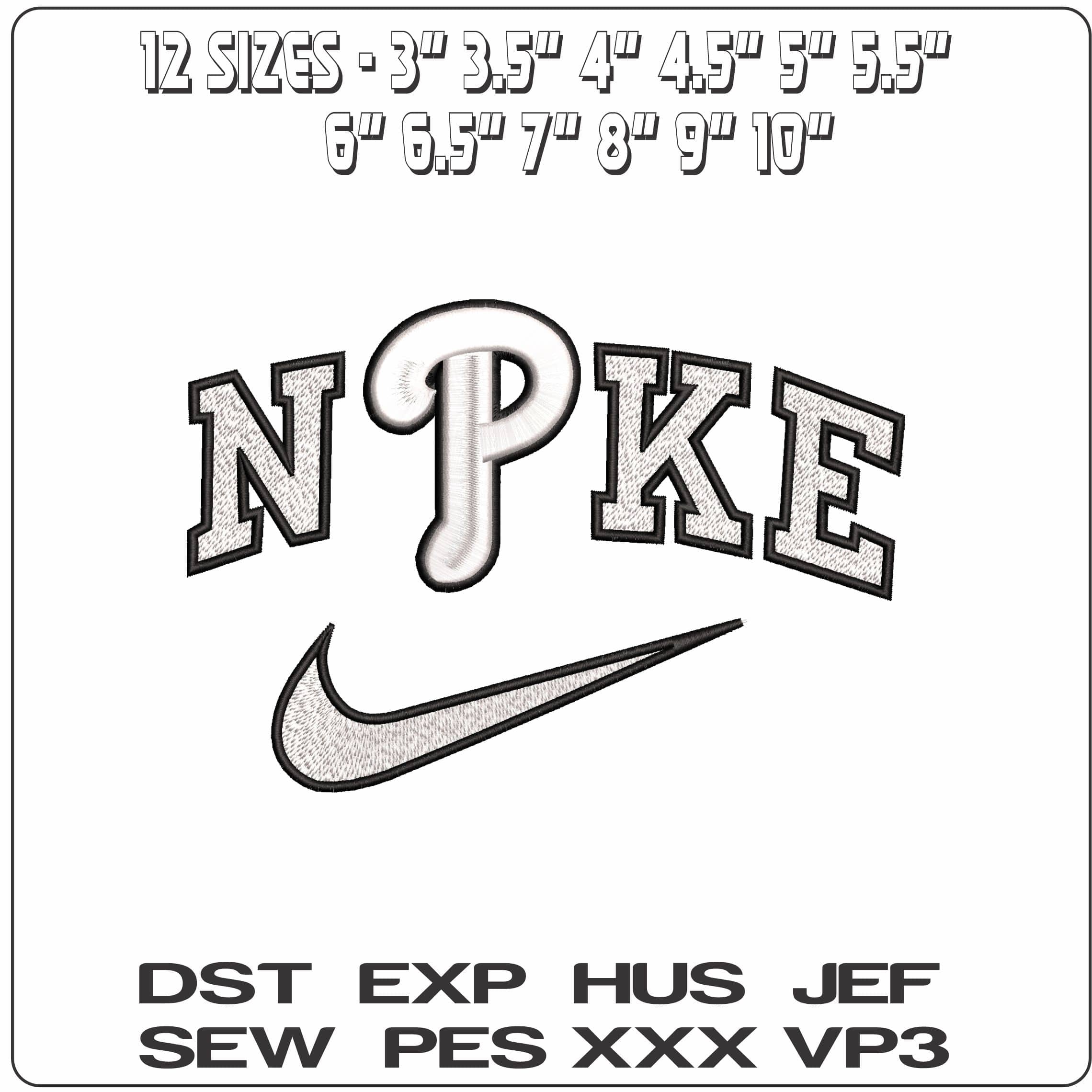 Nike Phillies 3d MLB - Elegant embroidery design file - instant download — view 2