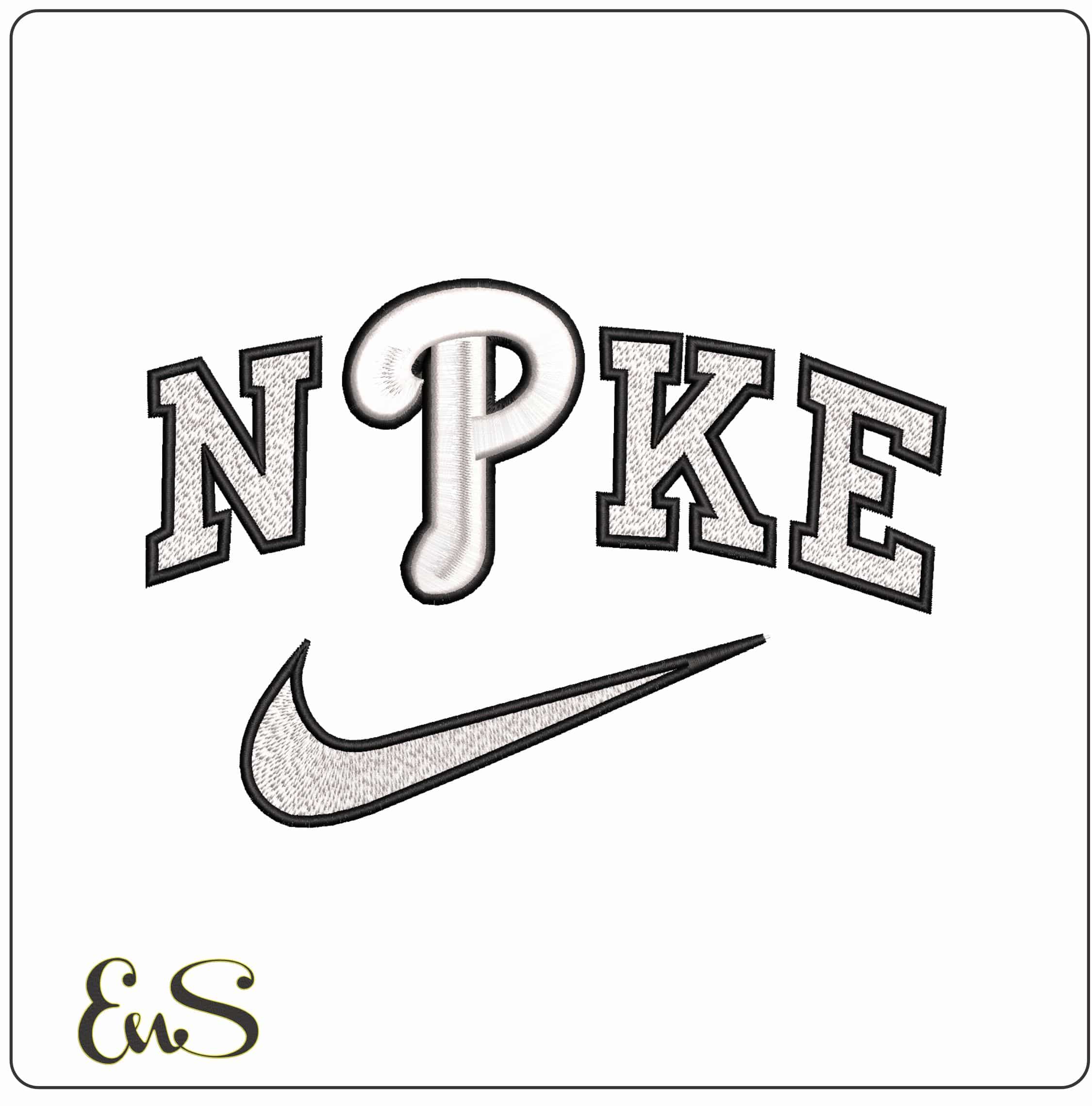 Nike Phillies 3d MLB - Elegant embroidery design file - instant download