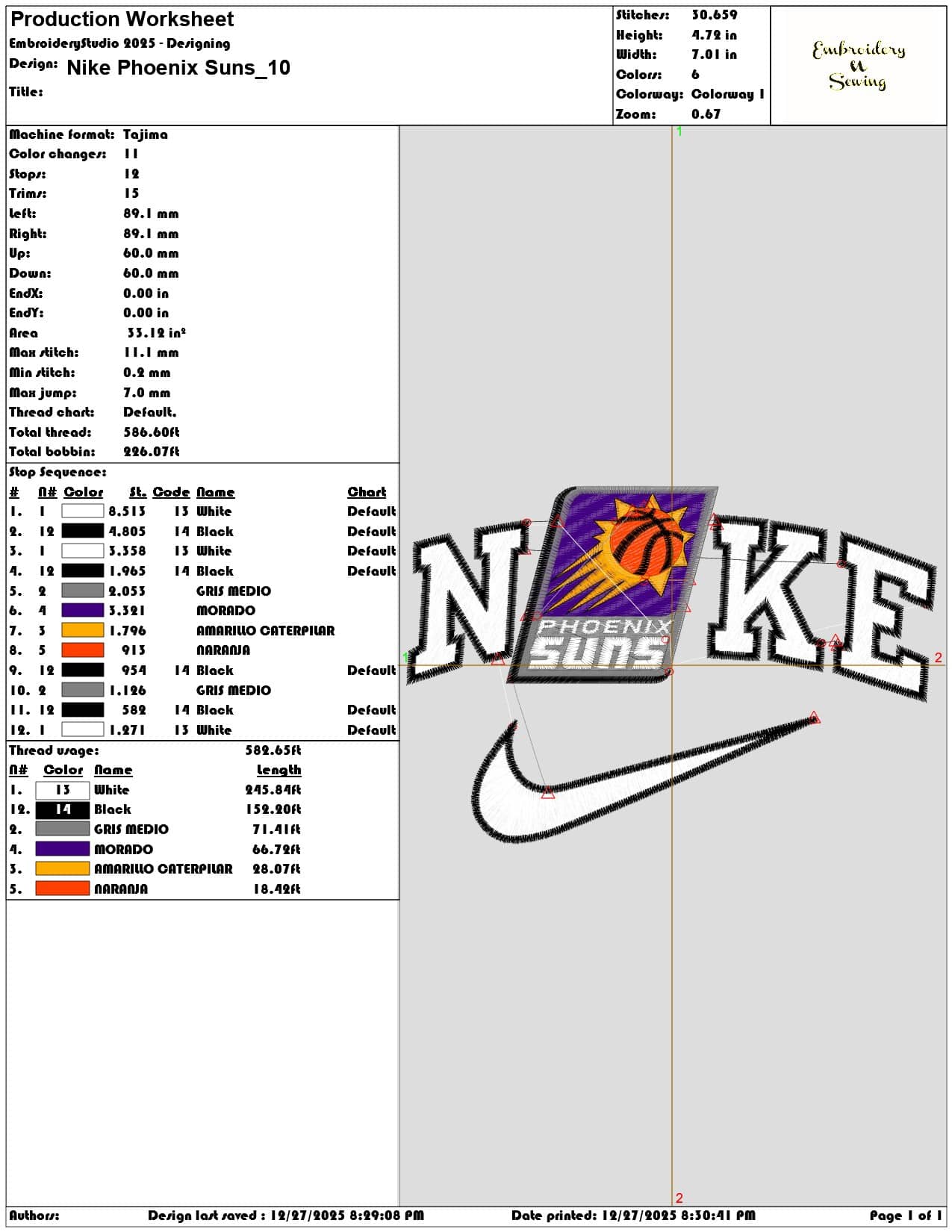 Nike Phoenix Suns - Elegant embroidery design file - instant download — view 3
