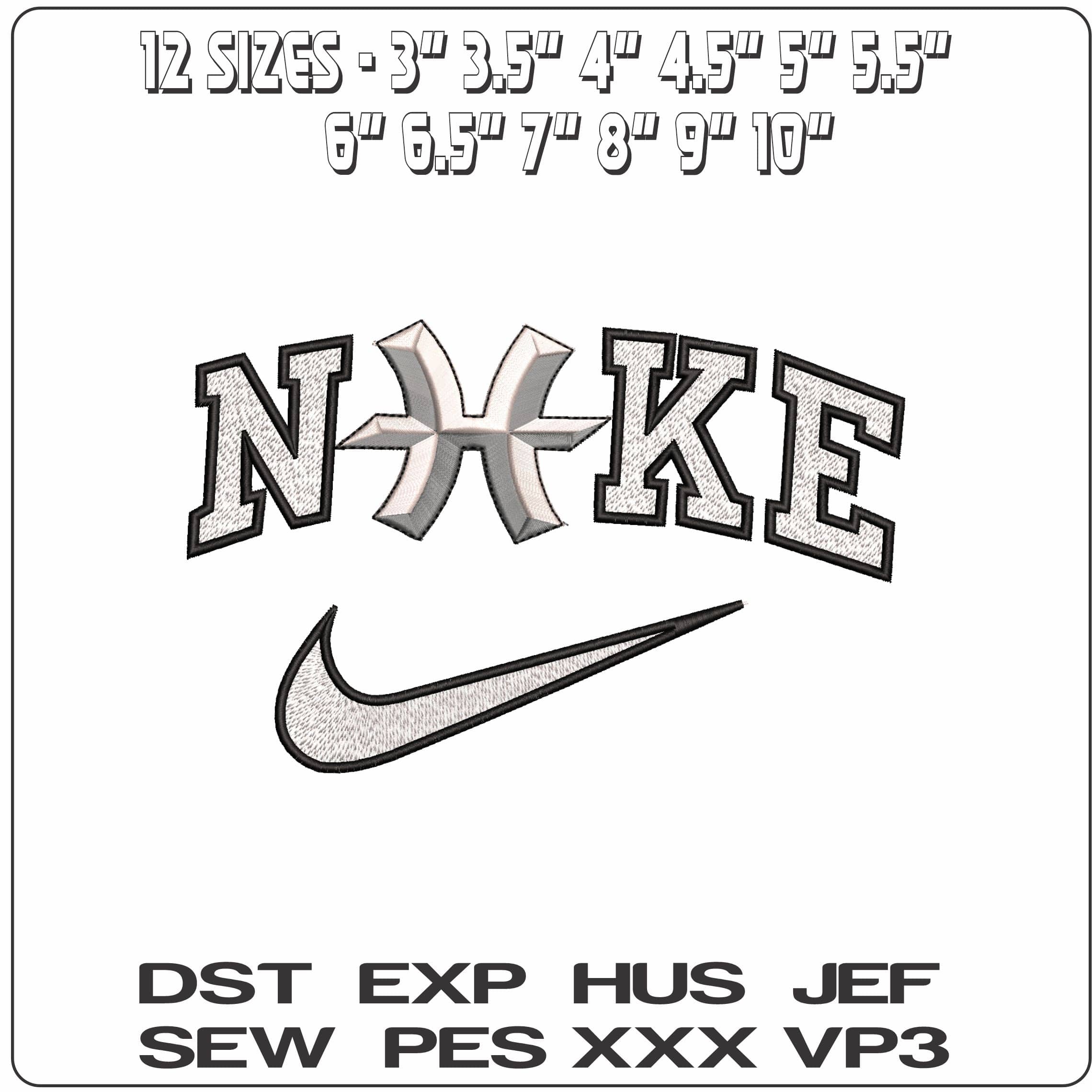 Nike Pieces Symbol Zodiac - Elegant embroidery design file - instant download — view 3