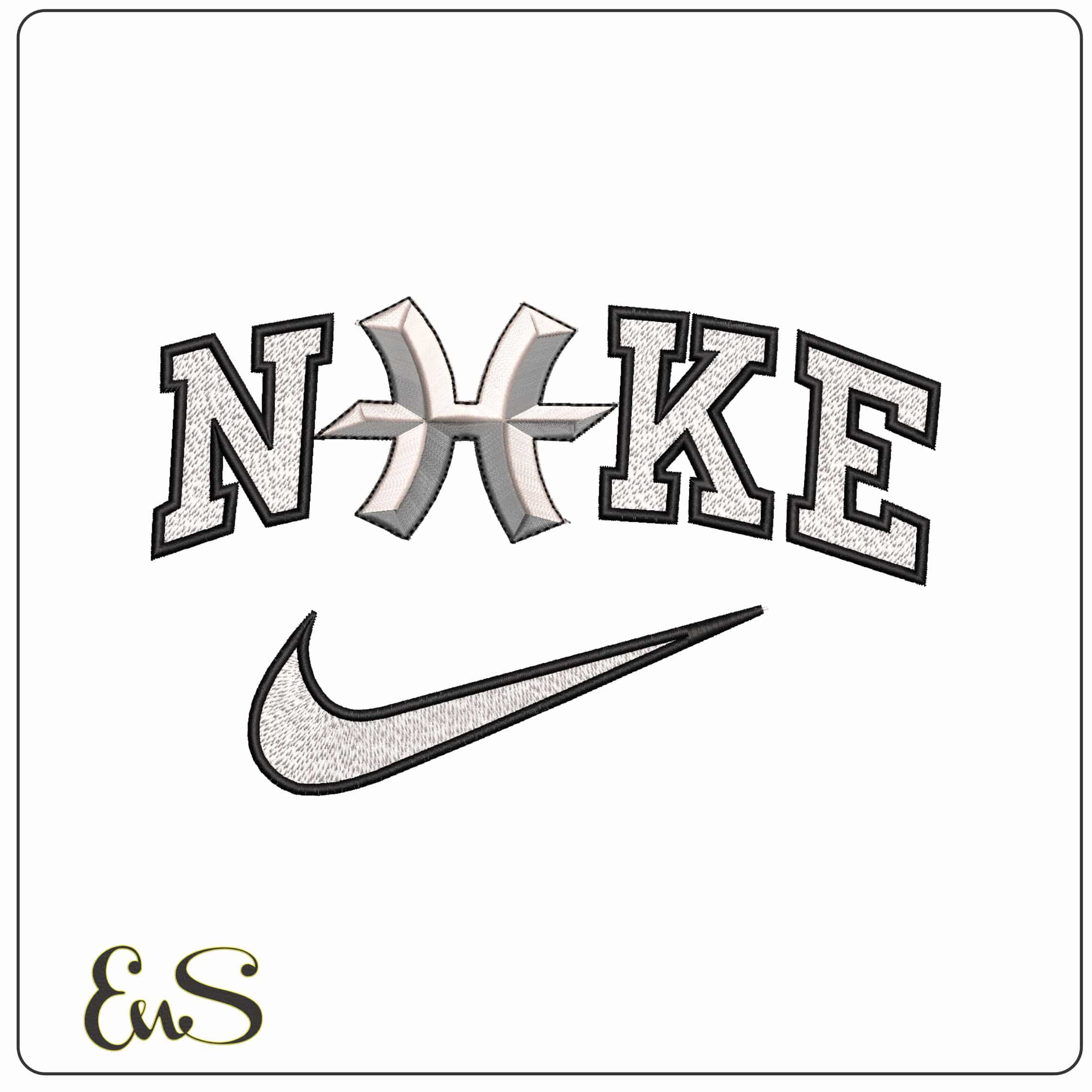 Nike Pieces Symbol Zodiac - Elegant embroidery design file - instant download