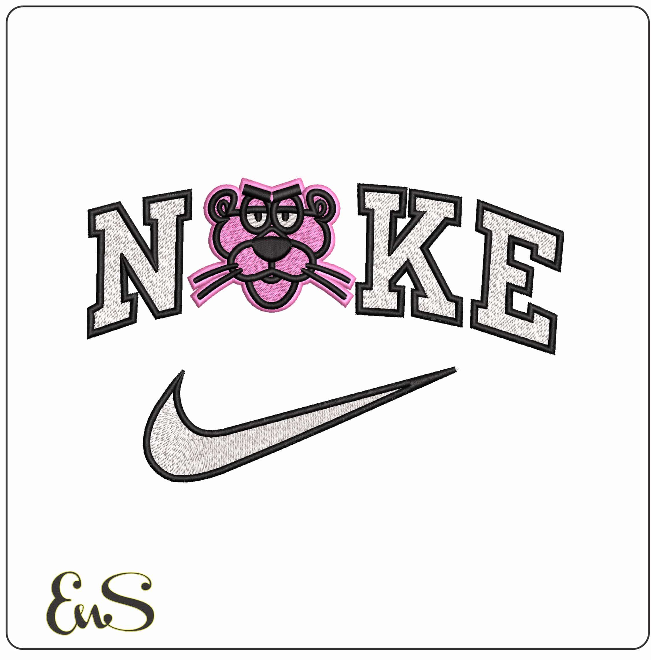 Nike Pink Panther Pink Face - Elegant embroidery design file - instant download