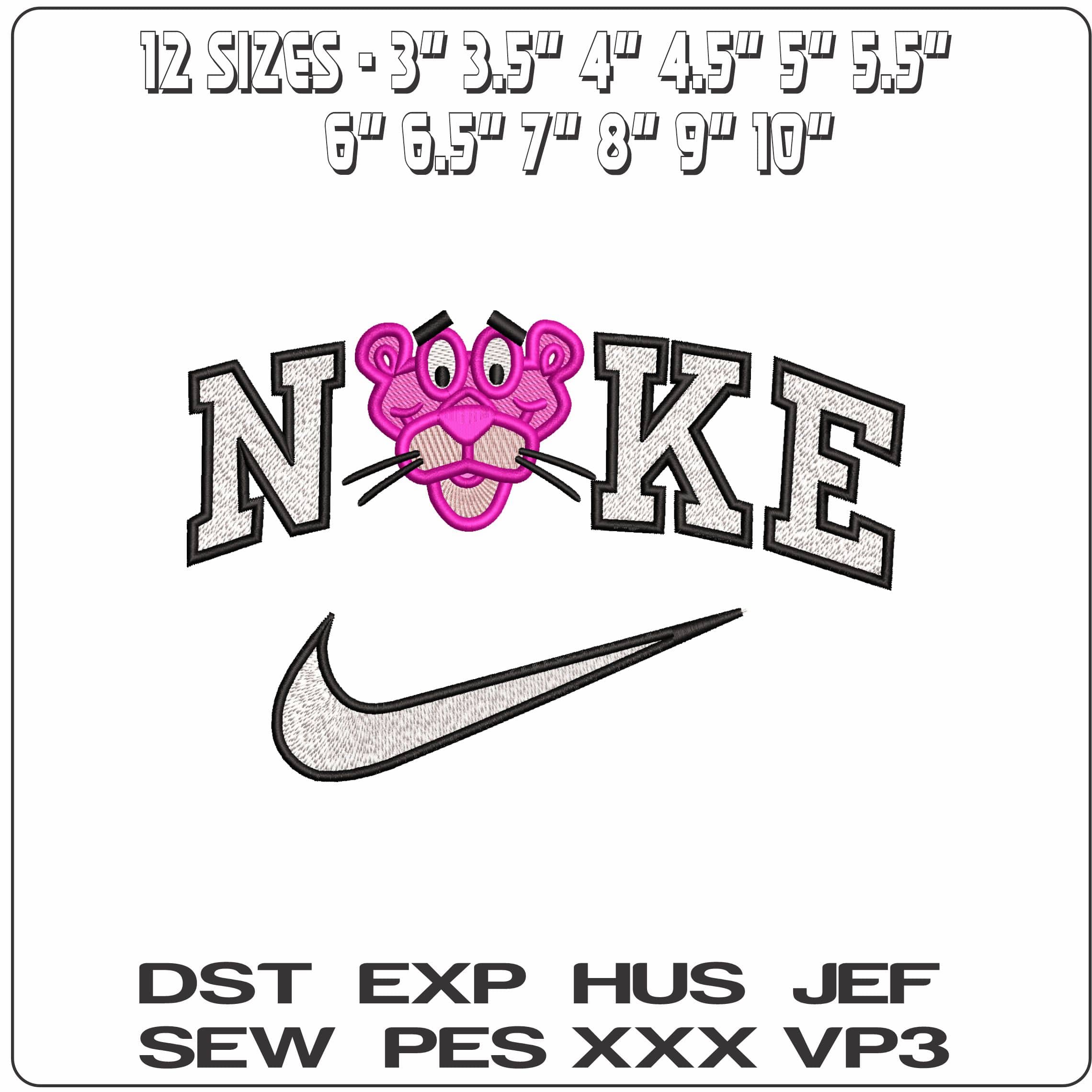 Nike Pink Panther Smilie Face - Elegant embroidery design file - instant download — view 2