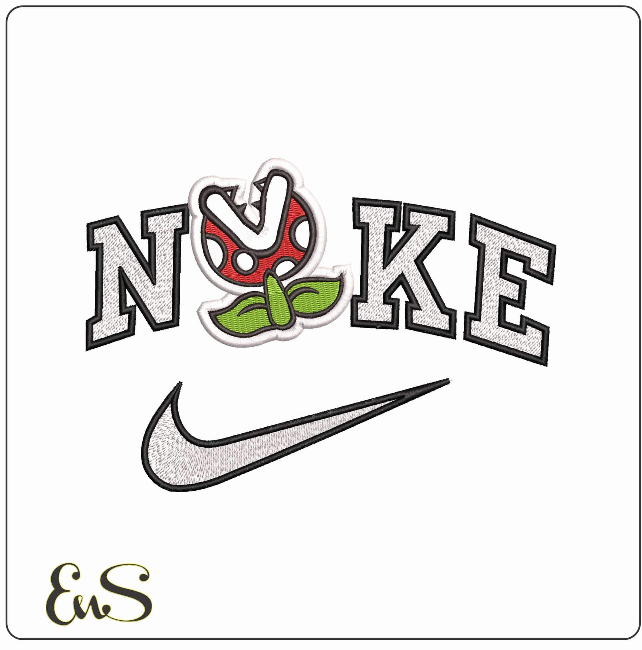 Nike Piranha Plant Super Mario Bros - Elegant embroidery design file - instant download