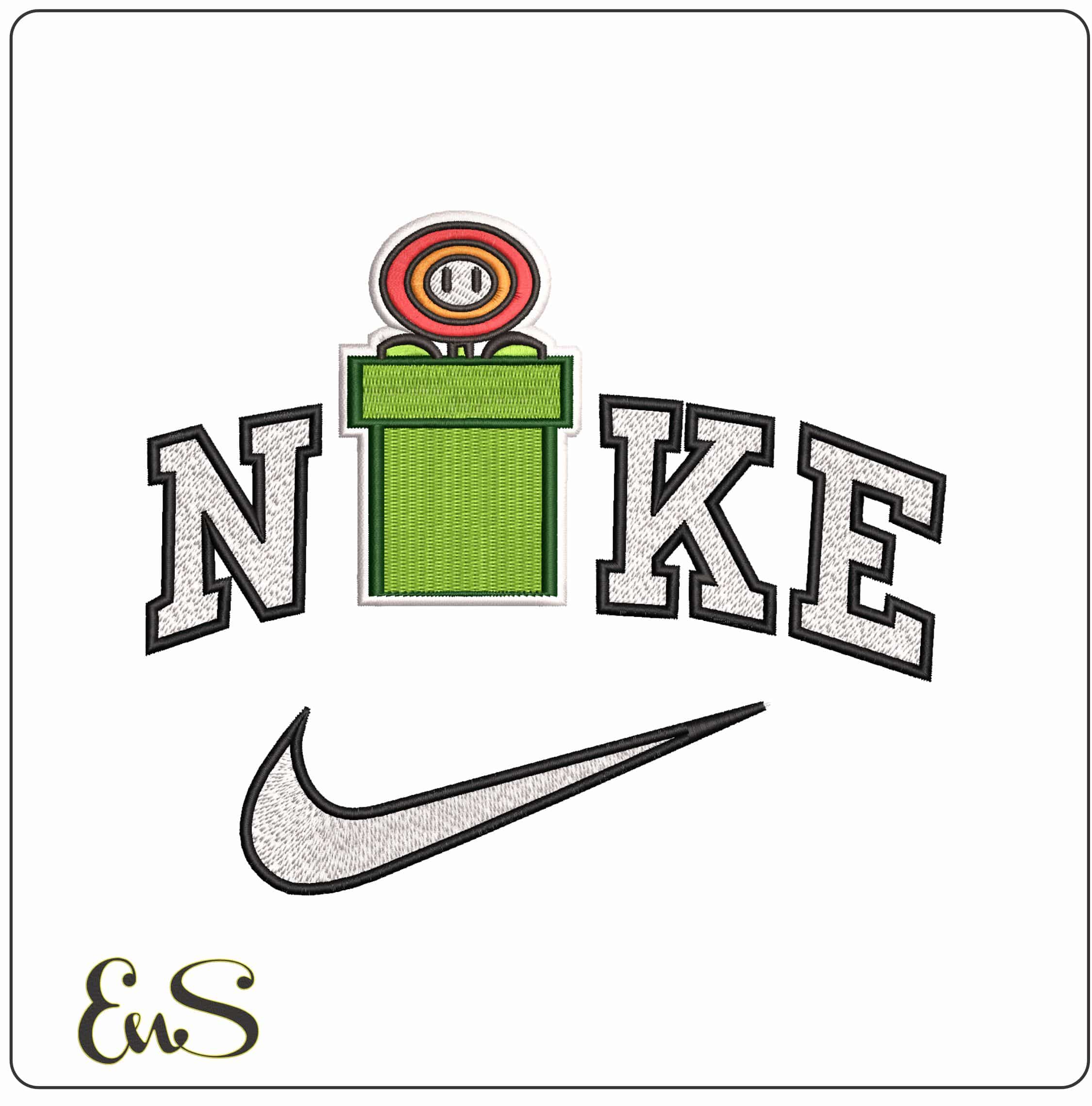 Nike Piranha Plant in Pipe Super Mario Bros - Elegant embroidery design file - instant download