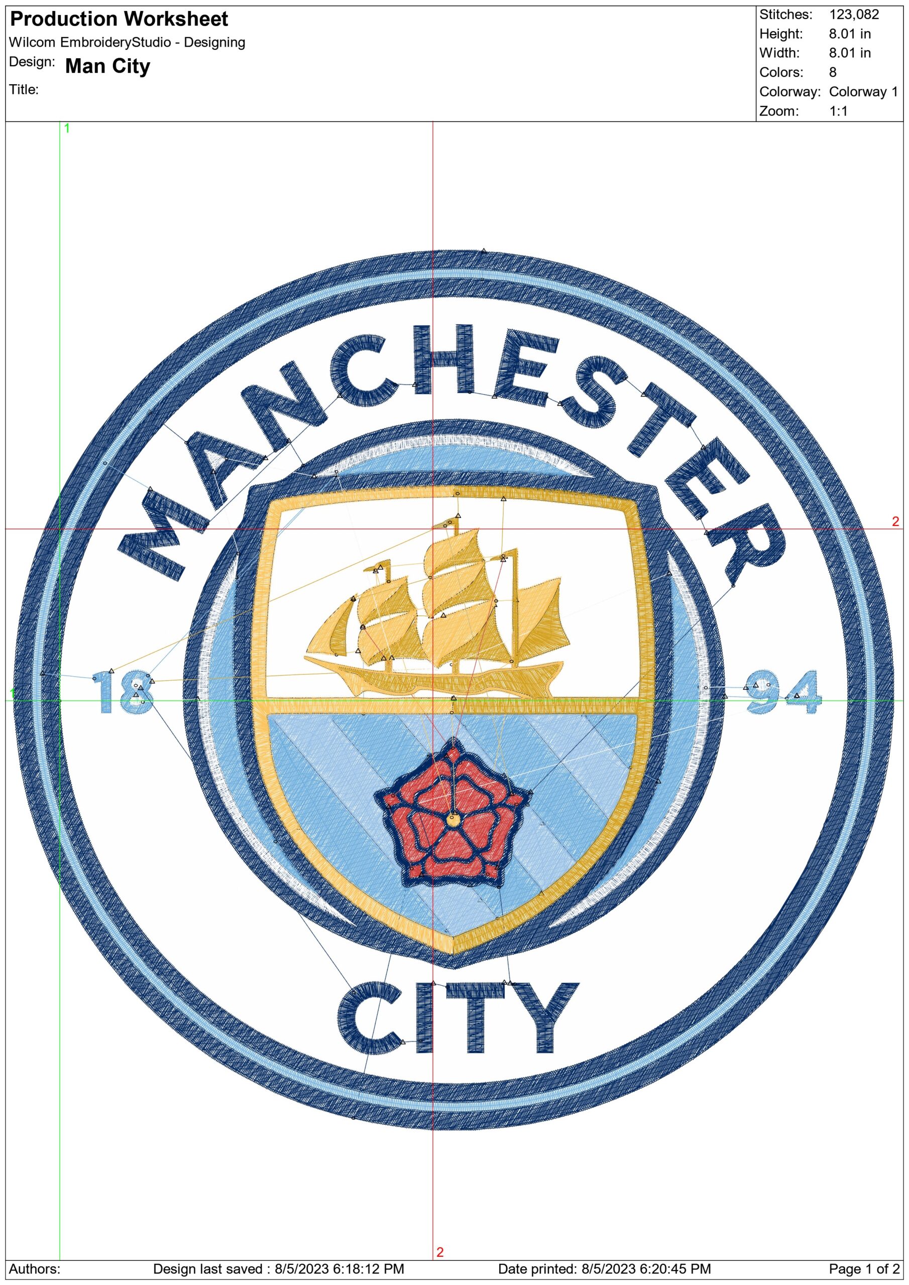 Manchester City embroidery design, Man City FC machine pattern — view 3