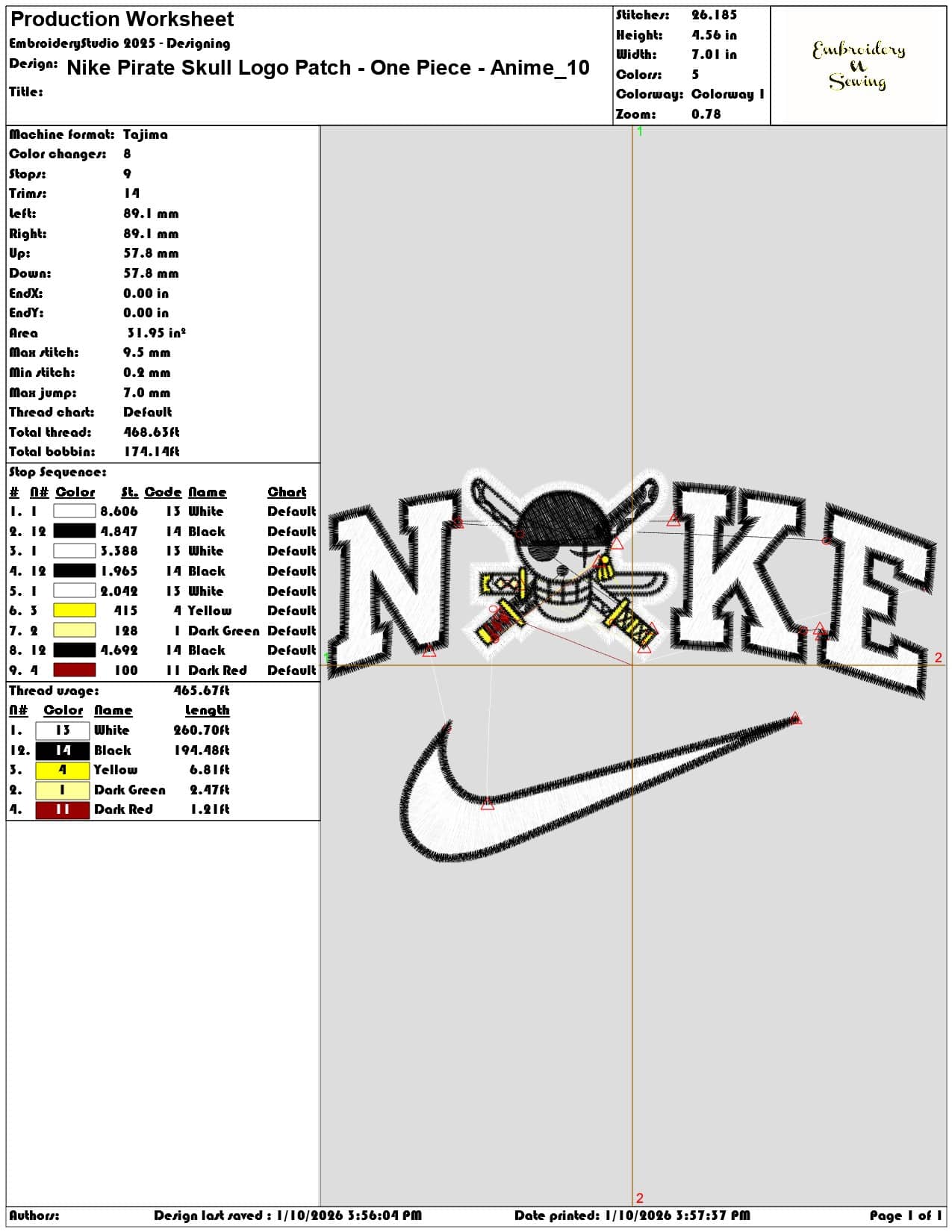 Nike Pirate Skull Logo Patch One Piece Anime - Elegant embroidery design file - instant download — view 3
