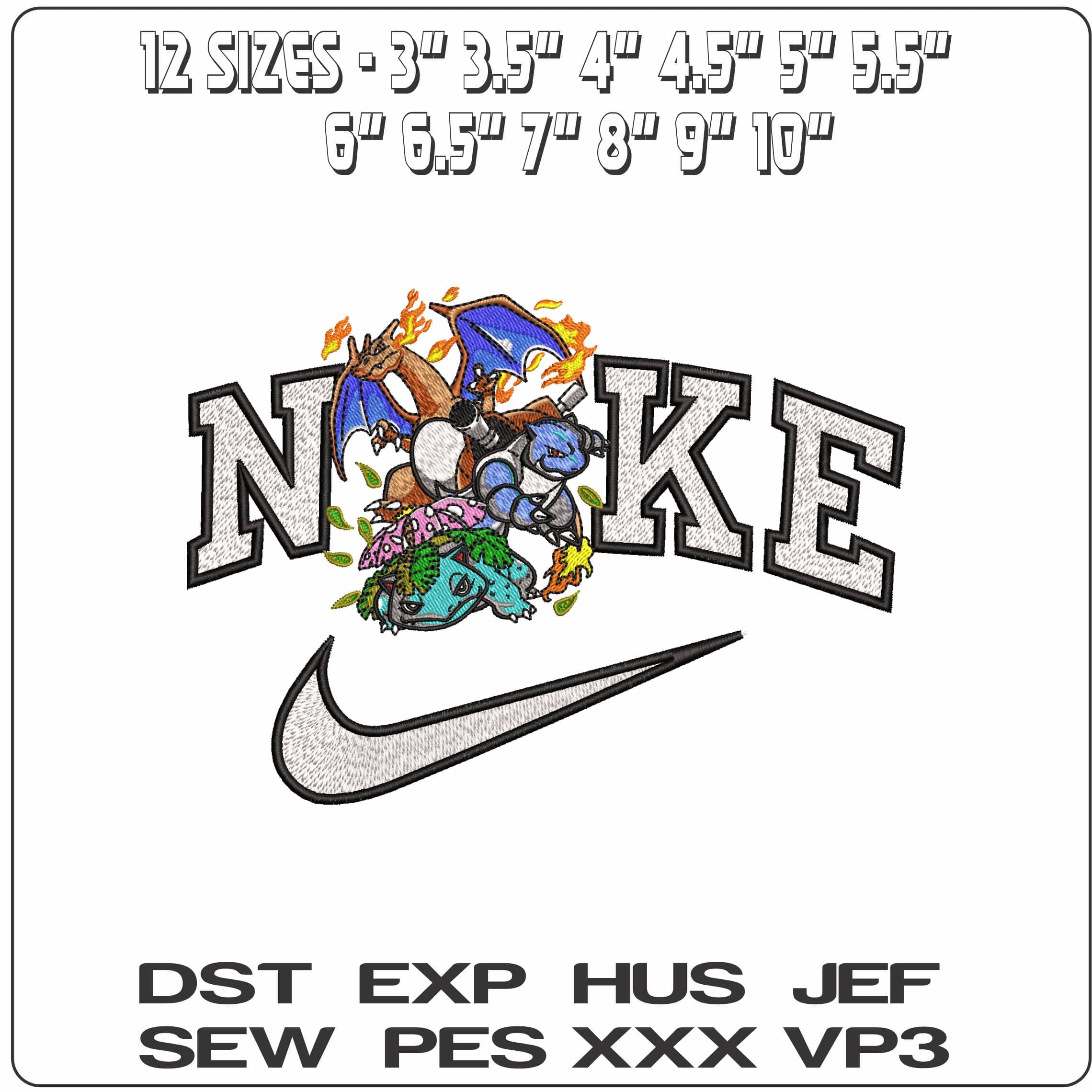 Nike Pokemon Creatures Pokemon Anime - Elegant embroidery design file - instant download — view 2