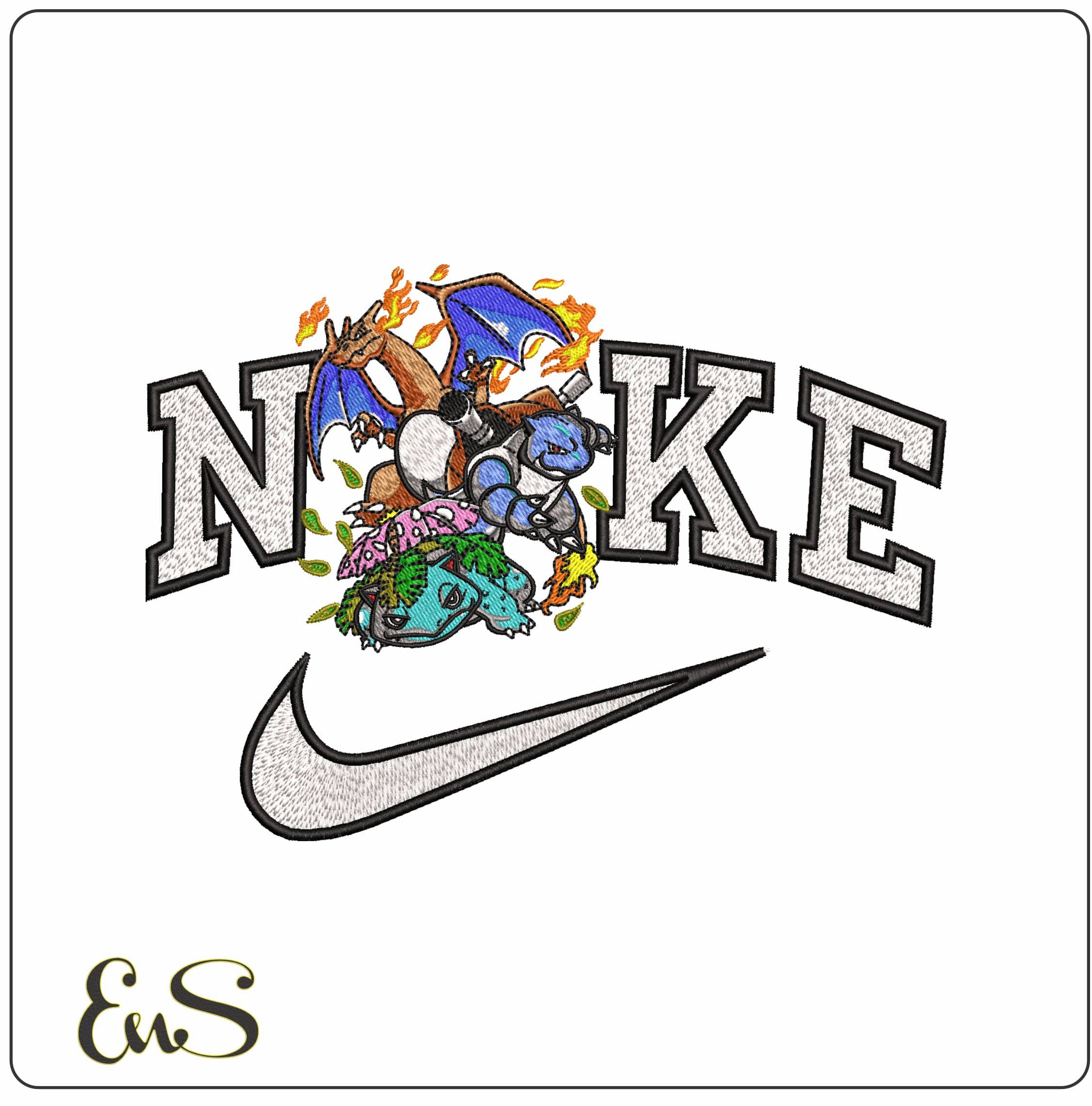 Nike Pokemon Creatures Pokemon Anime - Elegant embroidery design file - instant download