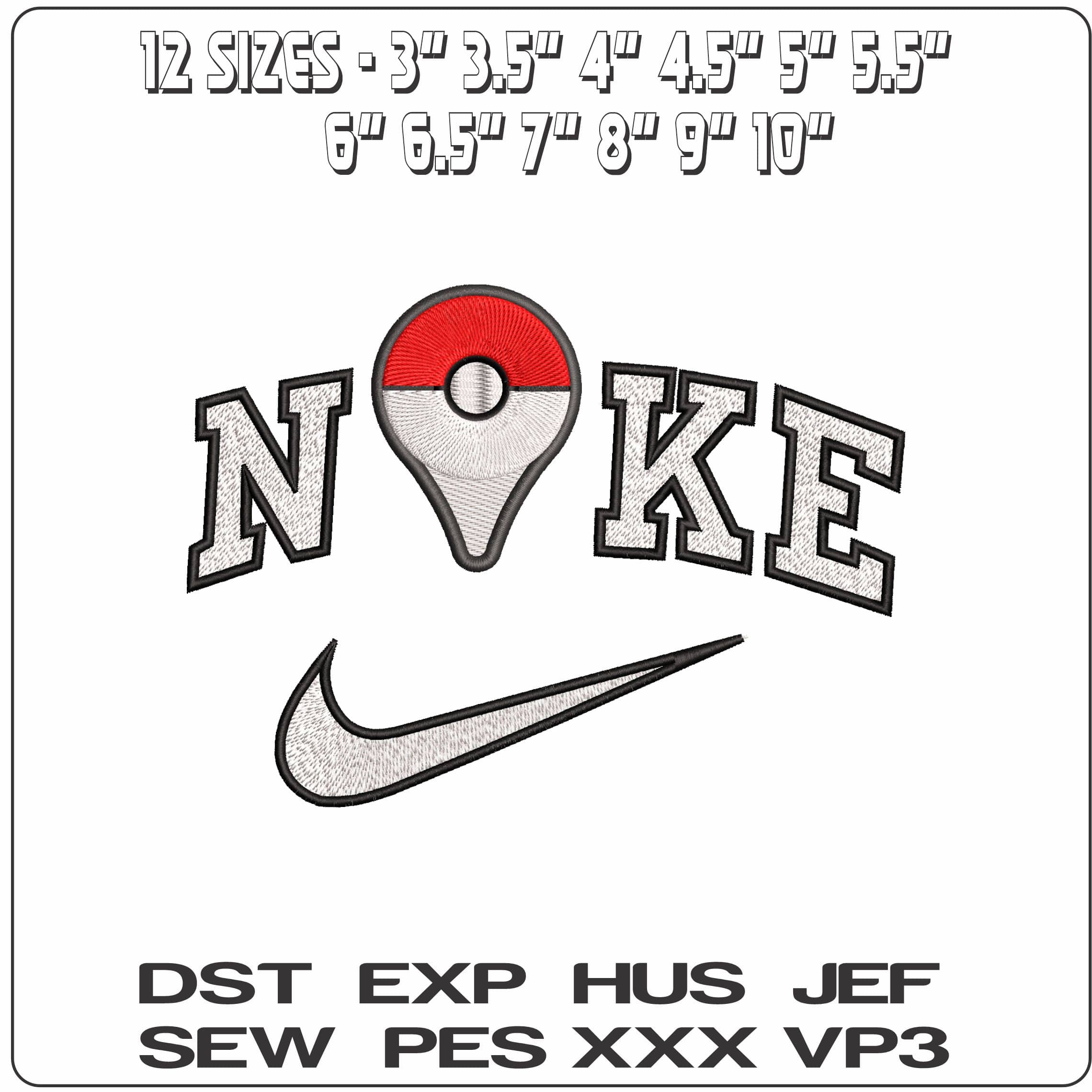 Nike Pokemon Go Logo Anime - Elegant embroidery design file - instant download — view 2