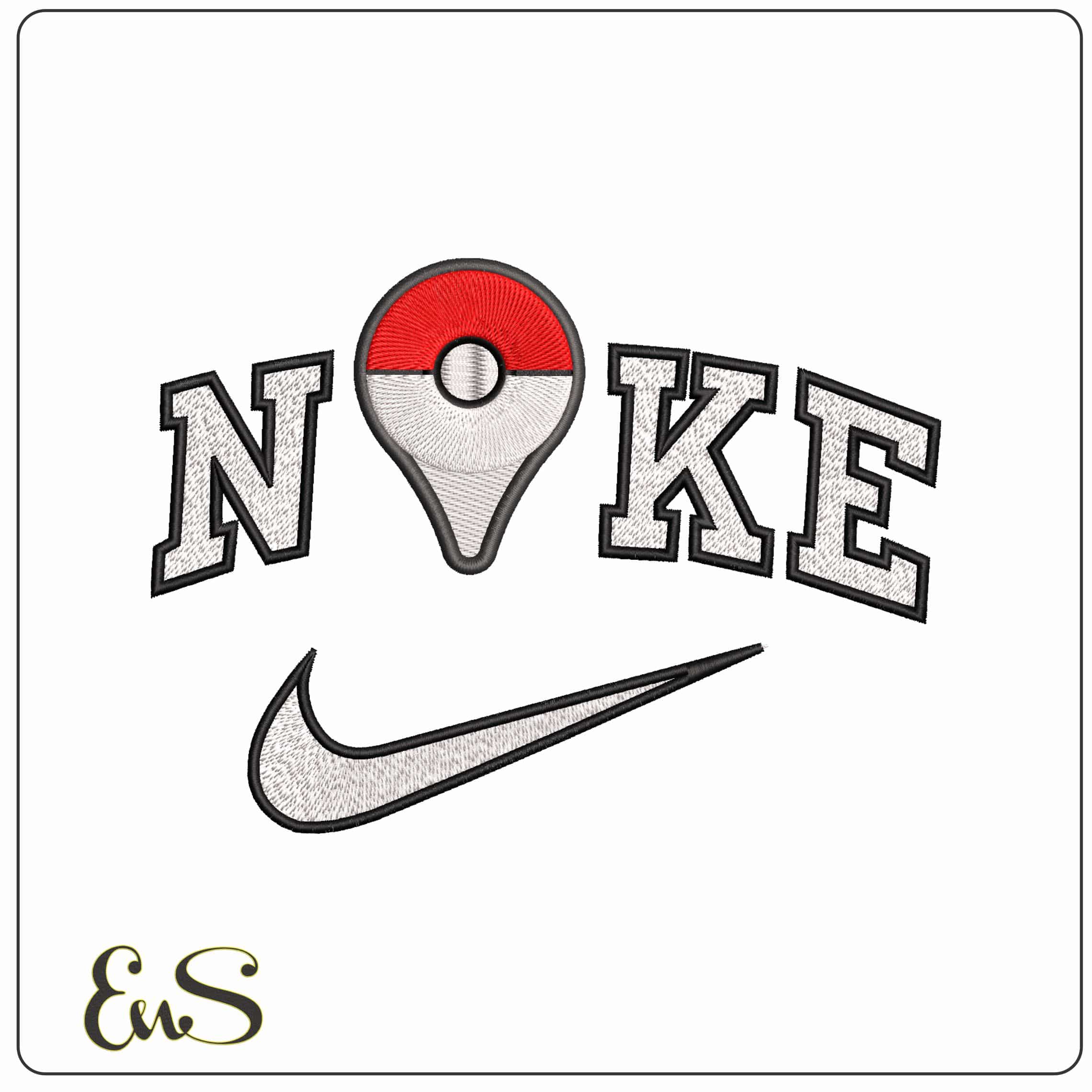 Nike Pokemon Go Logo Anime - Elegant embroidery design file - instant download