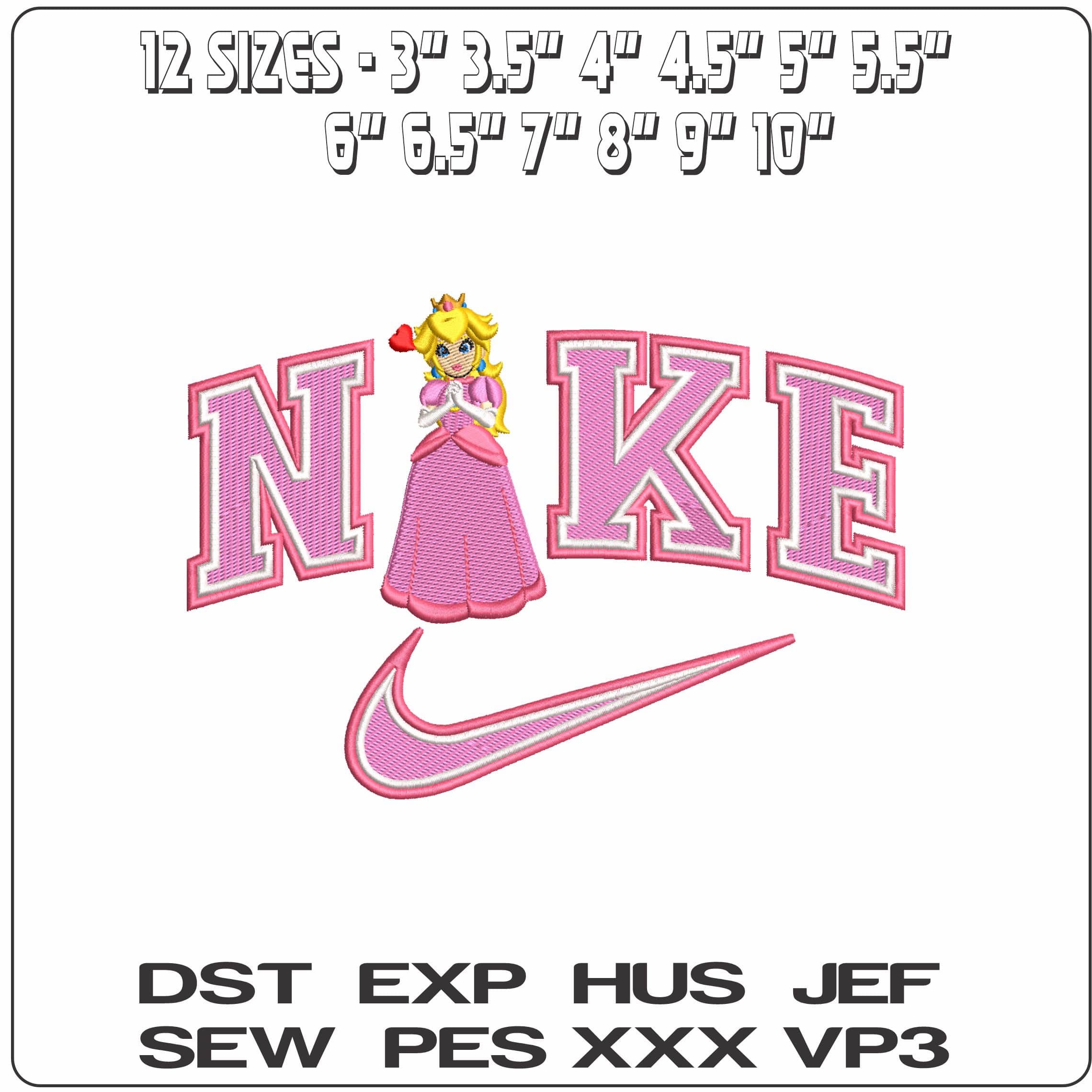 Nike Princess Peach - Elegant embroidery design file - instant download — view 2