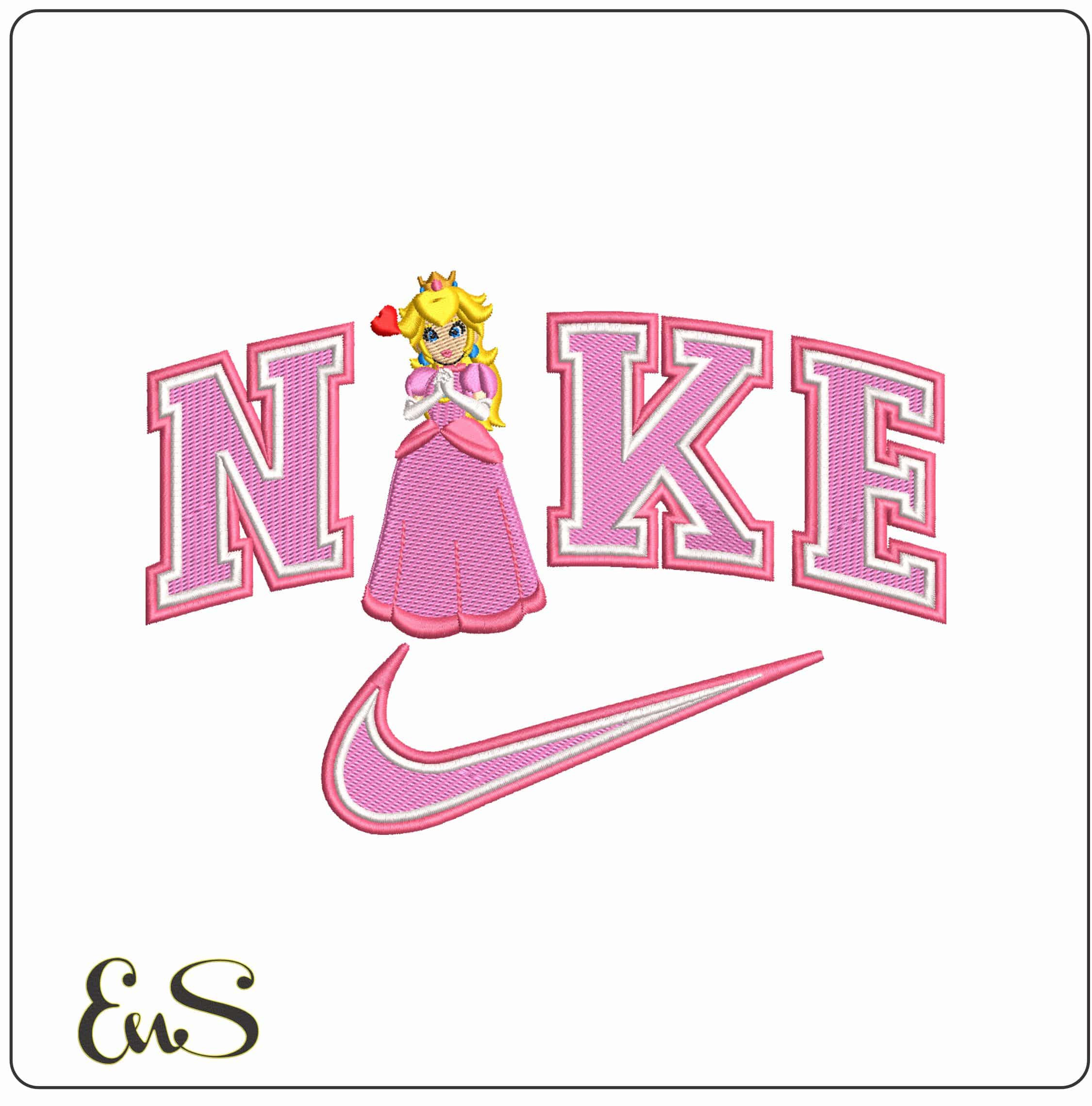 Nike Princess Peach - Elegant embroidery design file - instant download