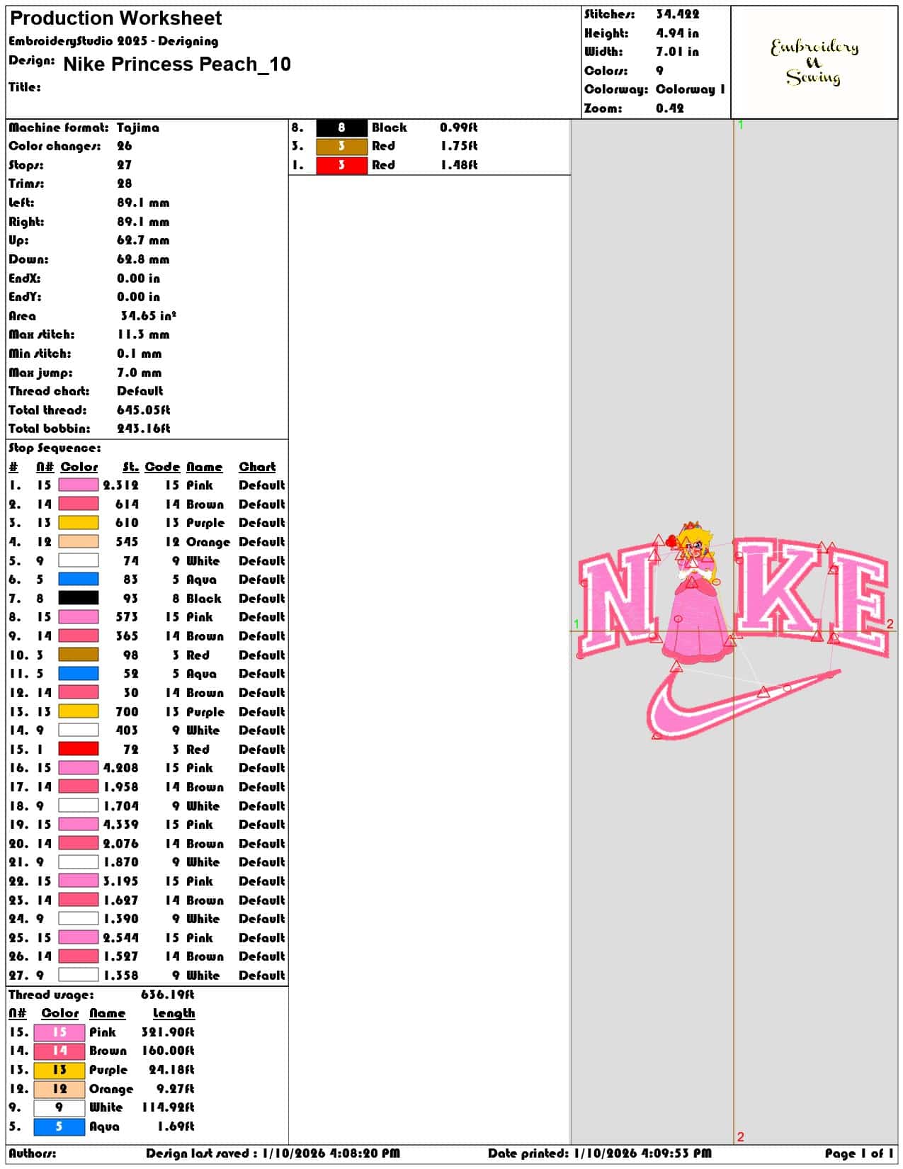 Nike Princess Peach - Elegant embroidery design file - instant download — view 3