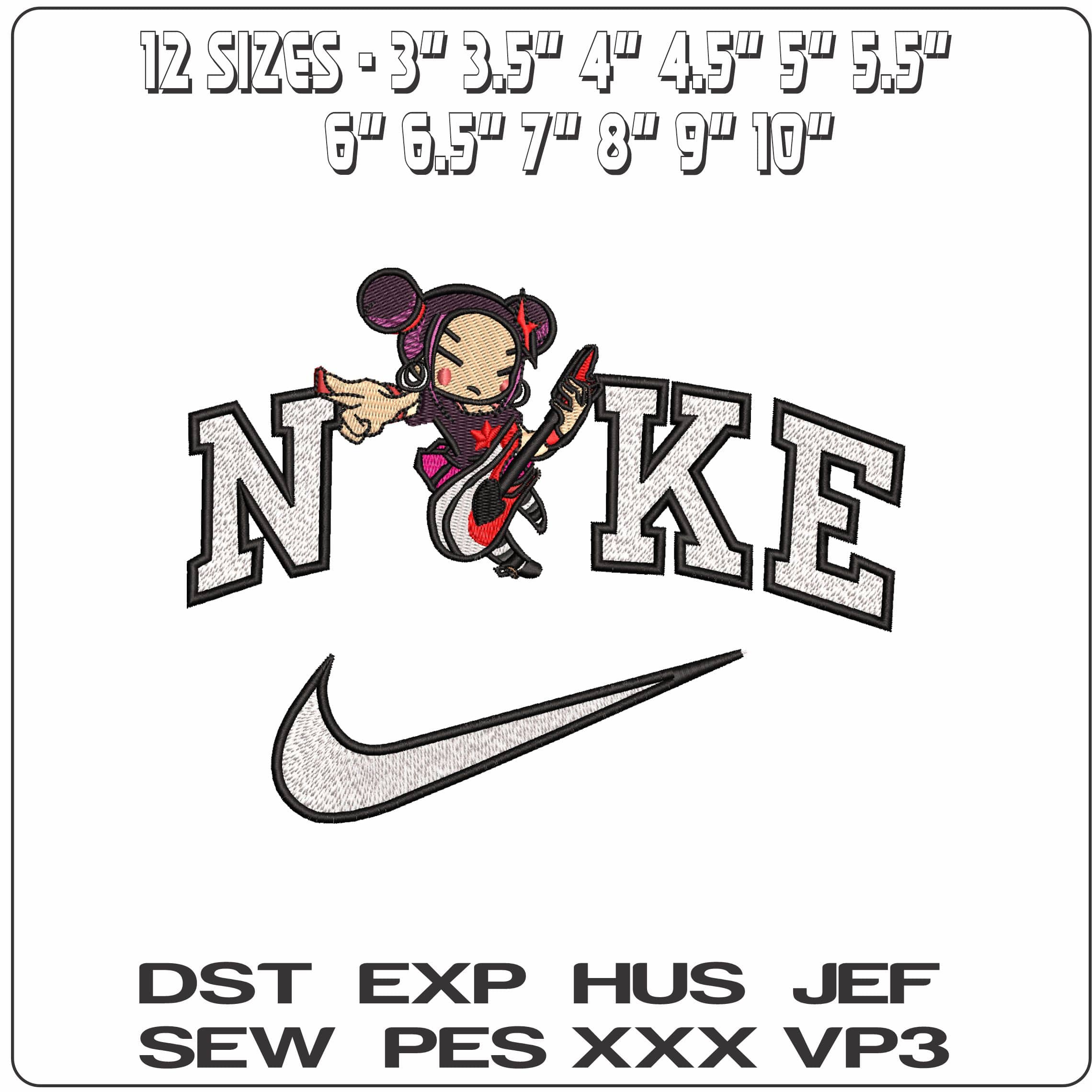 Nike Pucca Rock Star Korean TV - Elegant embroidery design file - instant download — view 2