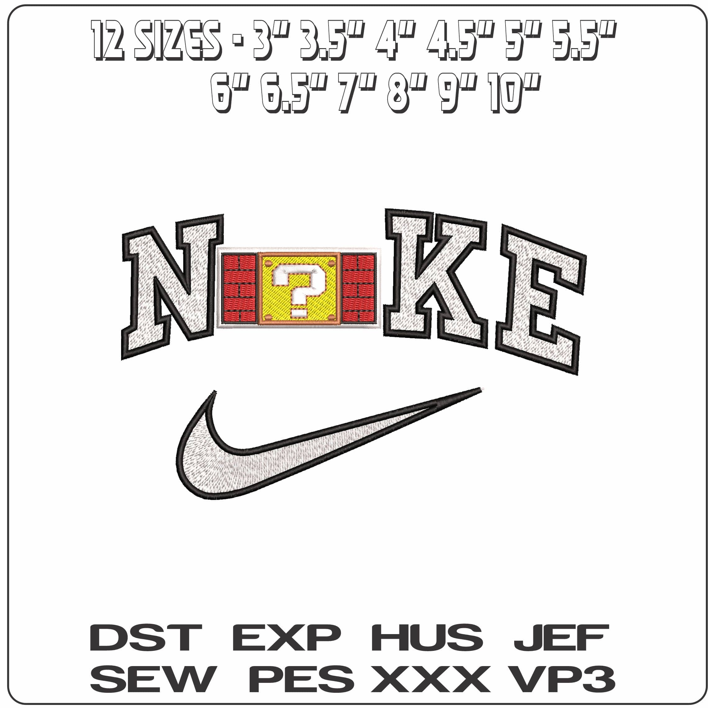 Nike Question Block Super Mario Bros - Elegant embroidery design file - instant download — view 2