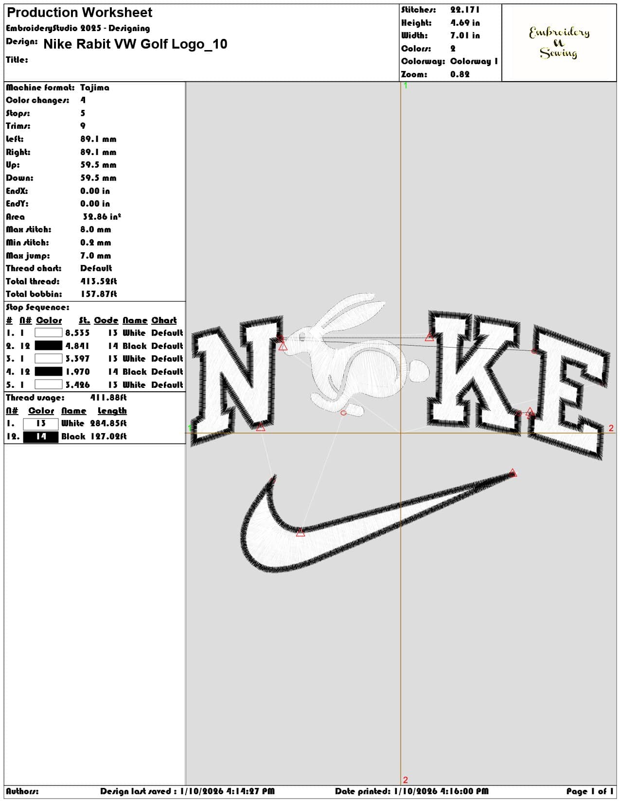Nike Rabit VW Golf Logo - Elegant embroidery design file - instant download — view 3
