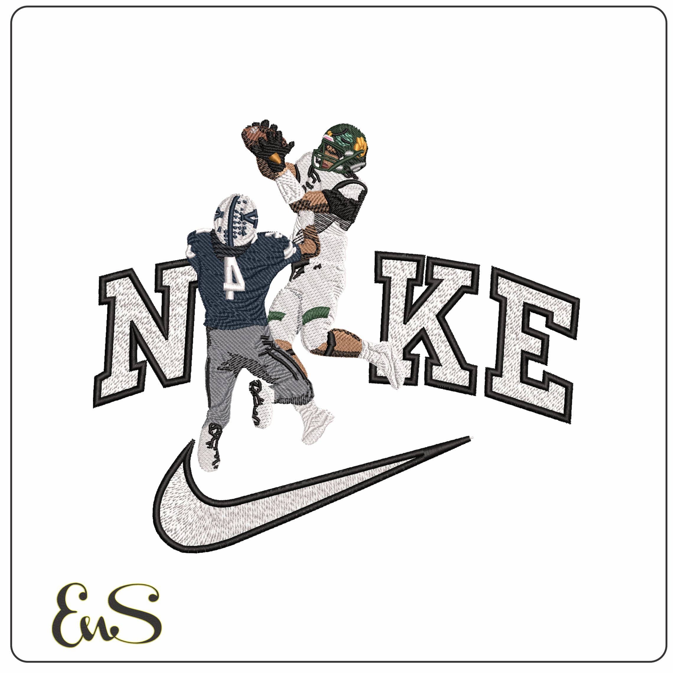Nike Receiver Catching ball from Tackle - Elegant embroidery design file - instant download