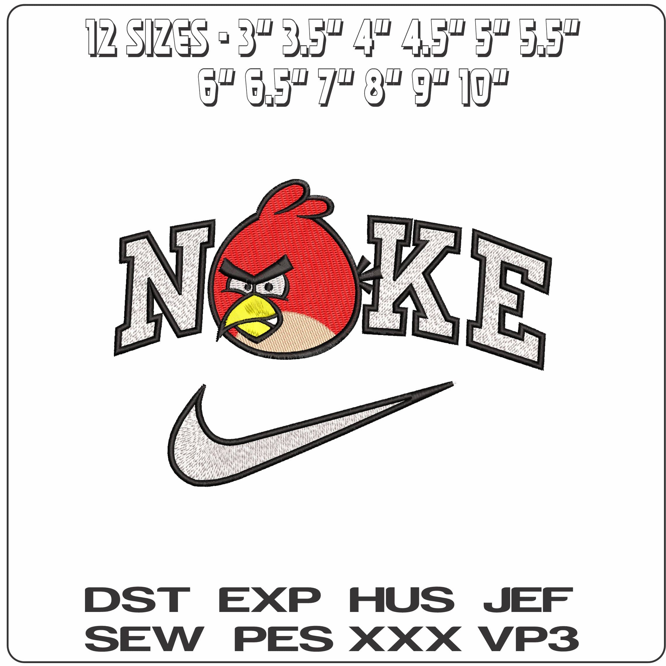 Nike Red Angry Birds - Elegant embroidery design file - instant download — view 2