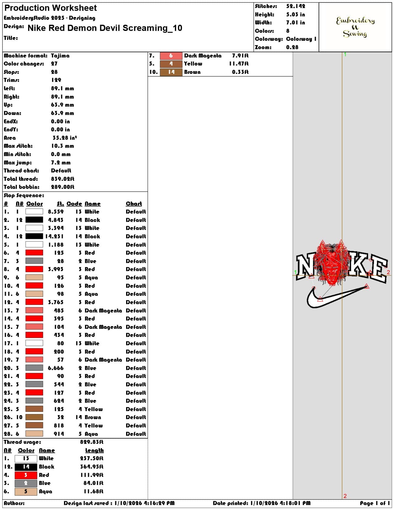 Nike Red Demon Devil Screaming - Elegant embroidery design file - instant download — view 3