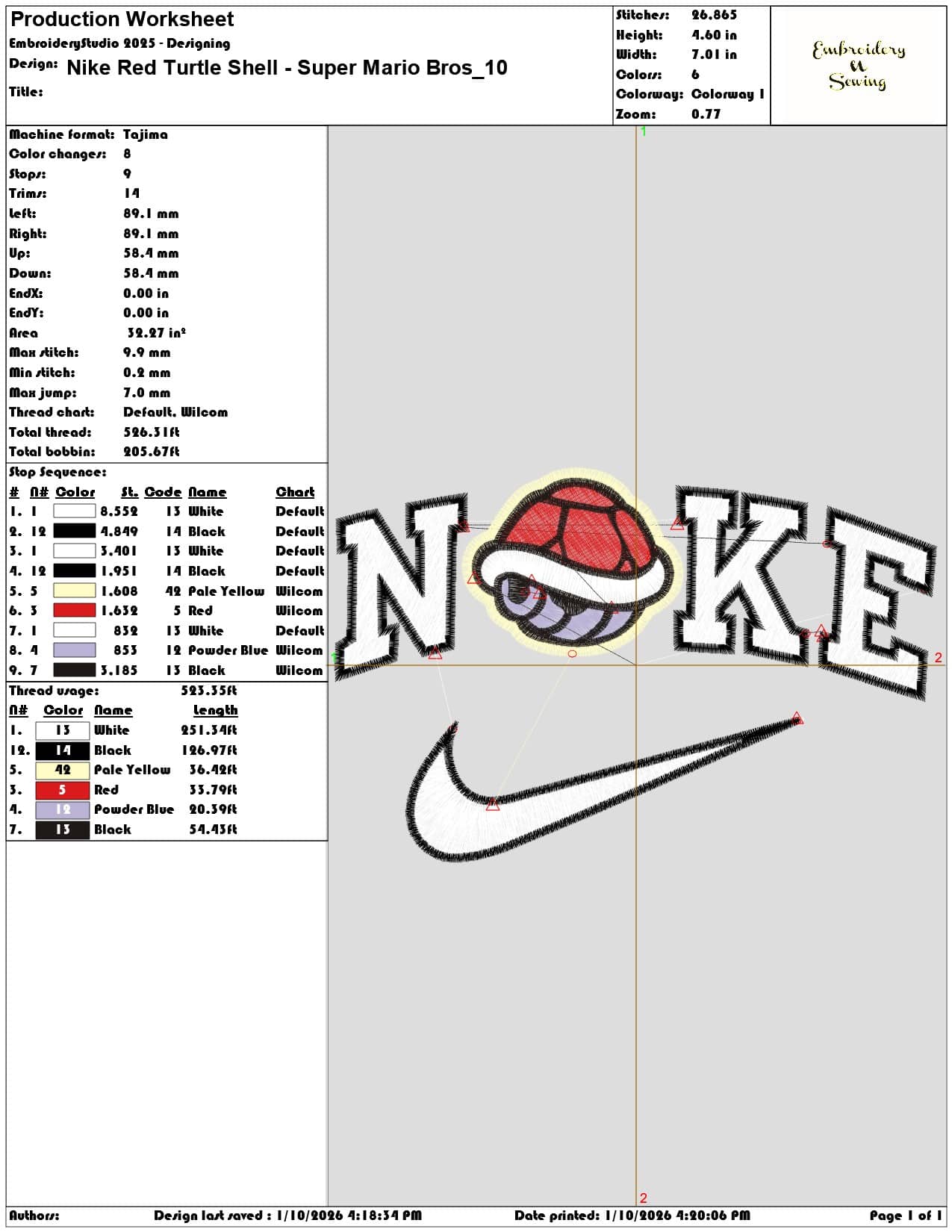 Nike Red Turtle Shell Super Mario Bros - Elegant embroidery design file - instant download — view 3