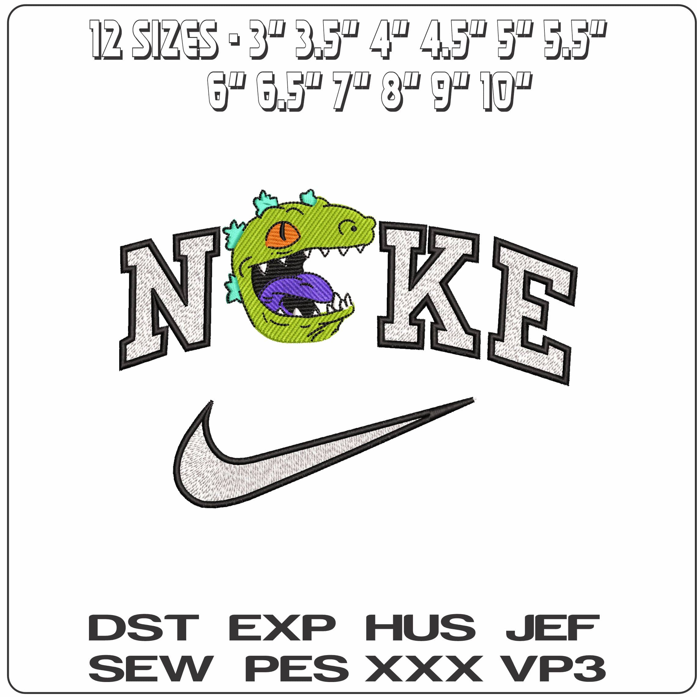 Nike Reptar Head Rug Rats Cartoon - Elegant embroidery design file - instant download — view 2