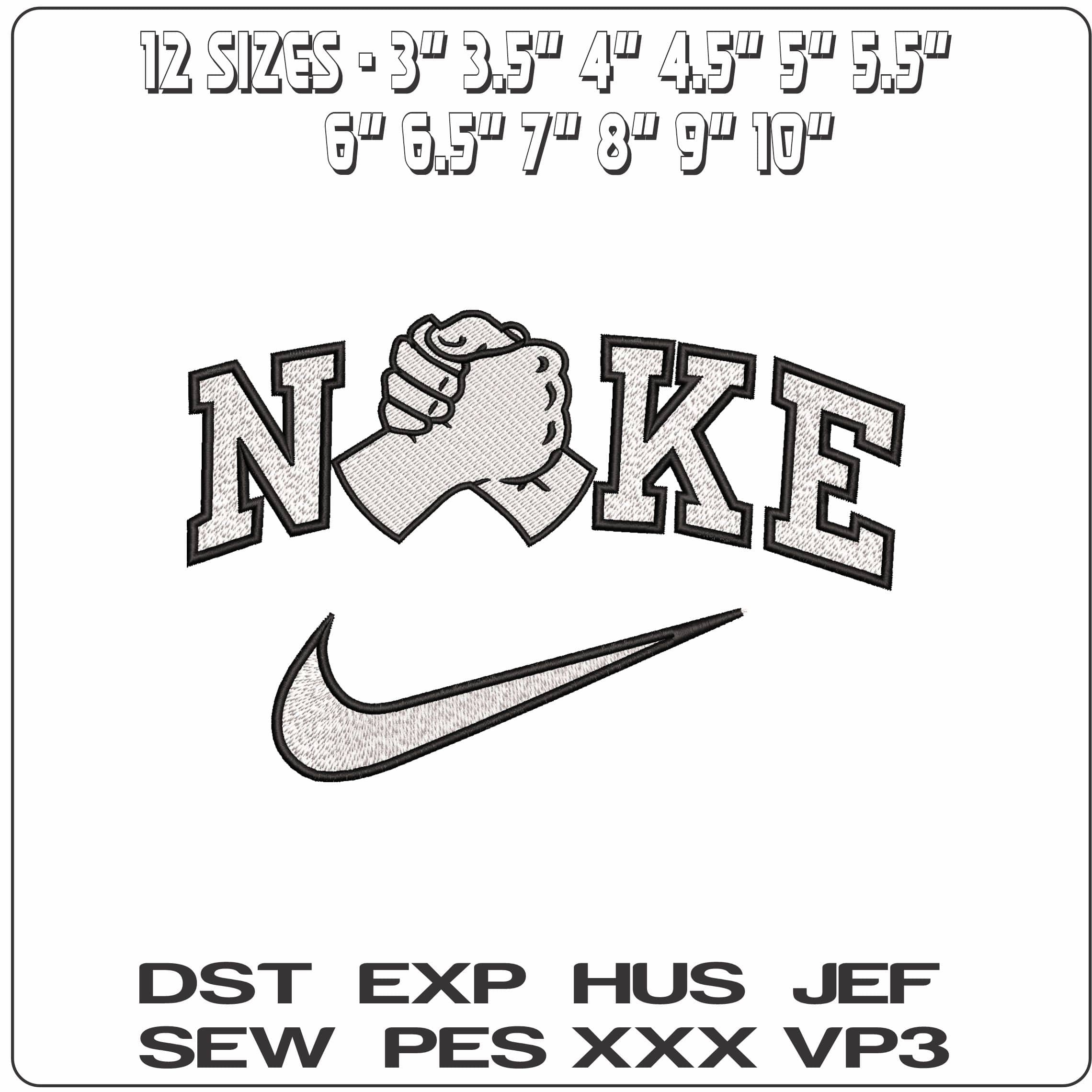 Nike Respect Hands Together - Elegant embroidery design file - instant download — view 2