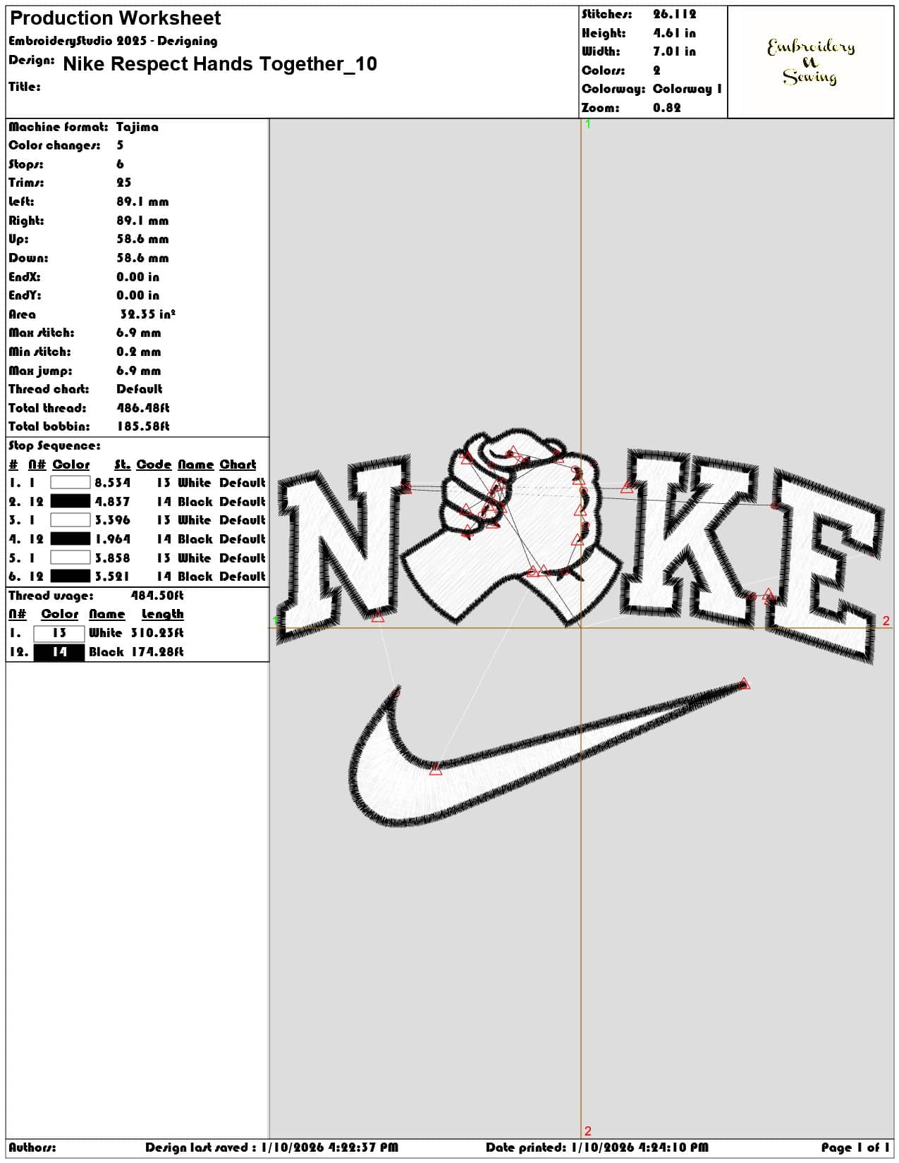 Nike Respect Hands Together - Elegant embroidery design file - instant download — view 3