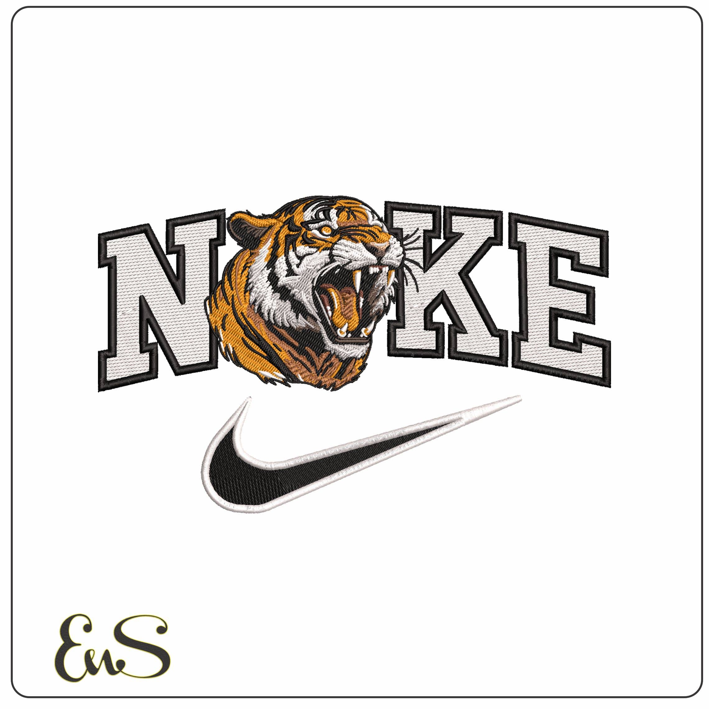 Nike Roaring Tigers Head - Elegant embroidery design file - instant download