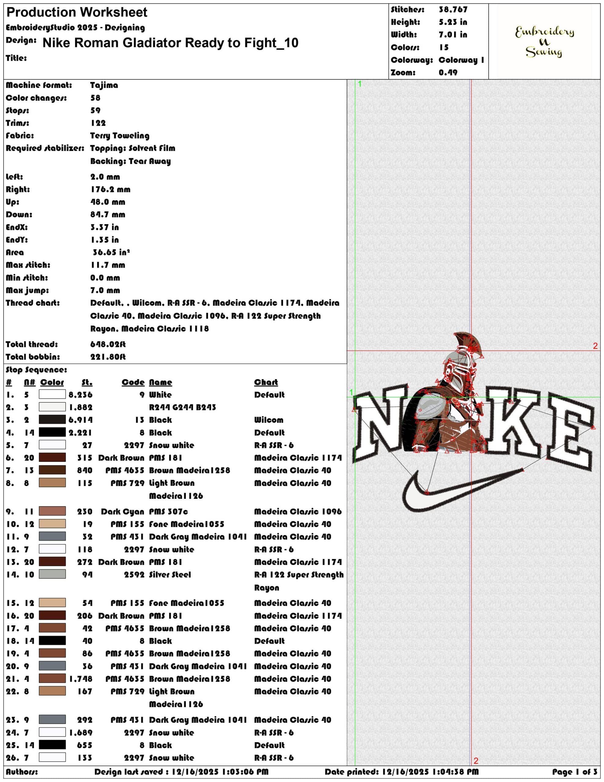Nike Roman Gladiator Ready to Fight - Elegant embroidery design file - instant download — view 3