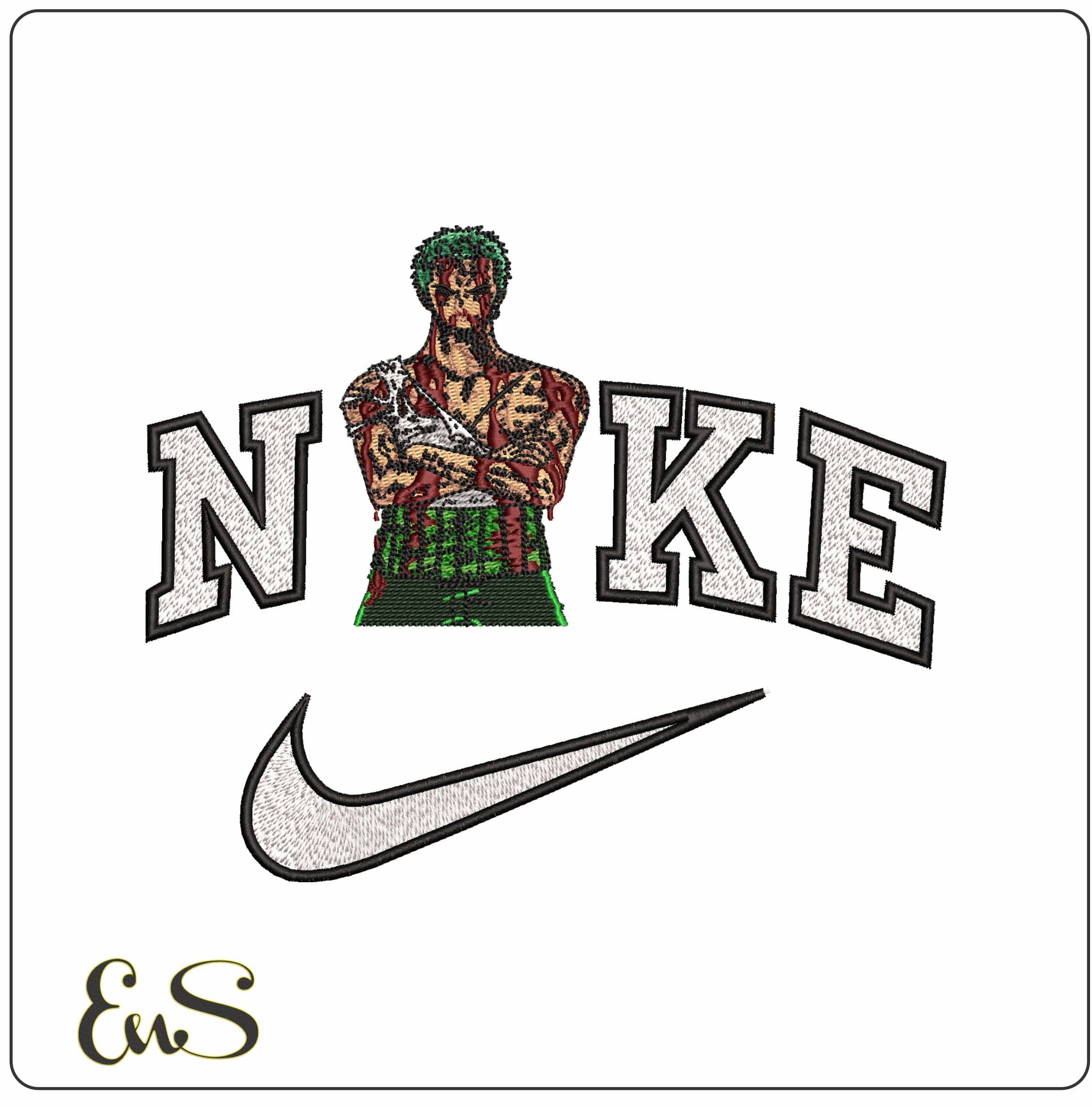 Nike Roronoa Zoro Torso One Piece Anime - Elegant embroidery design file - instant download