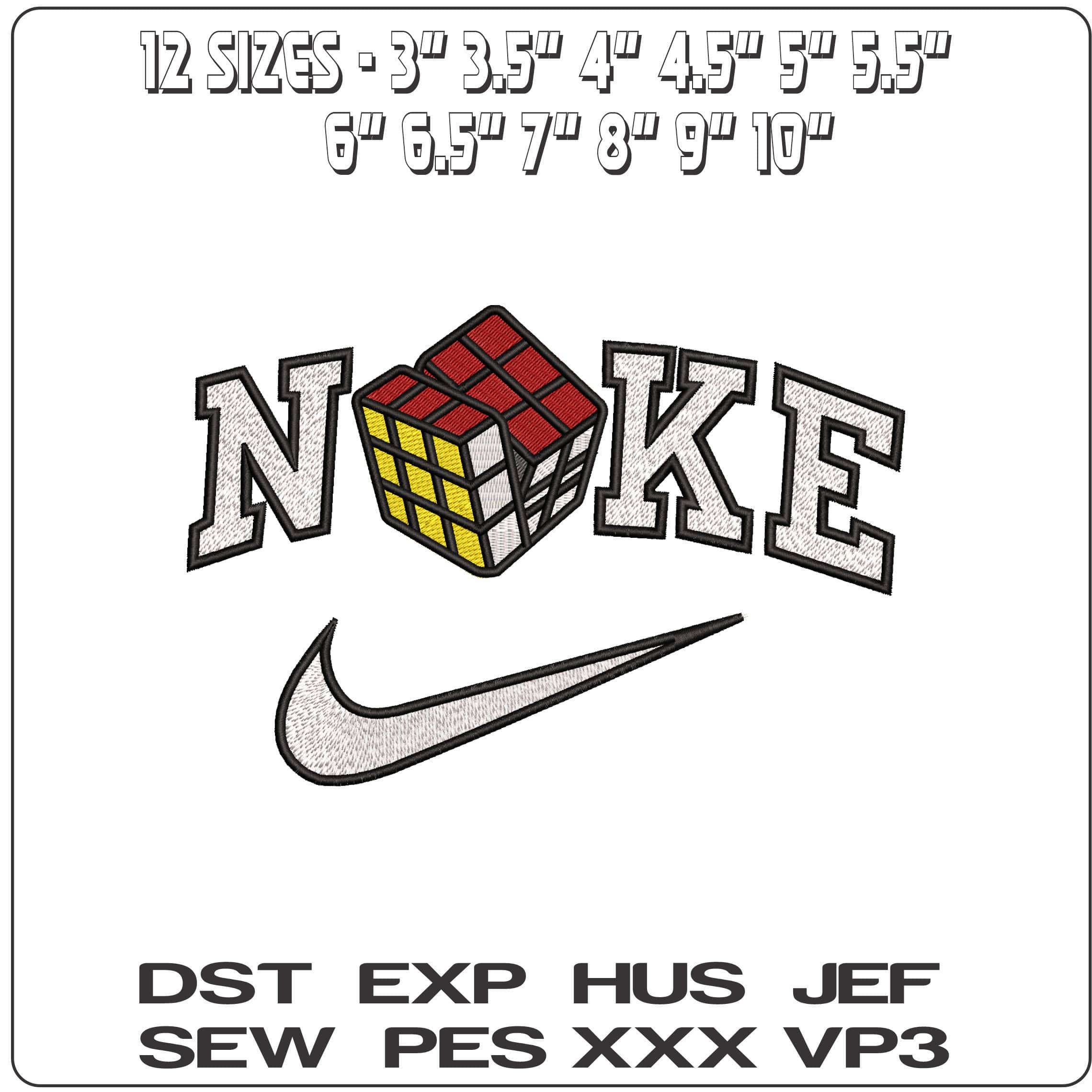 Nike Rubik Cube Puzzle Complete - Elegant embroidery design file - instant download — view 2