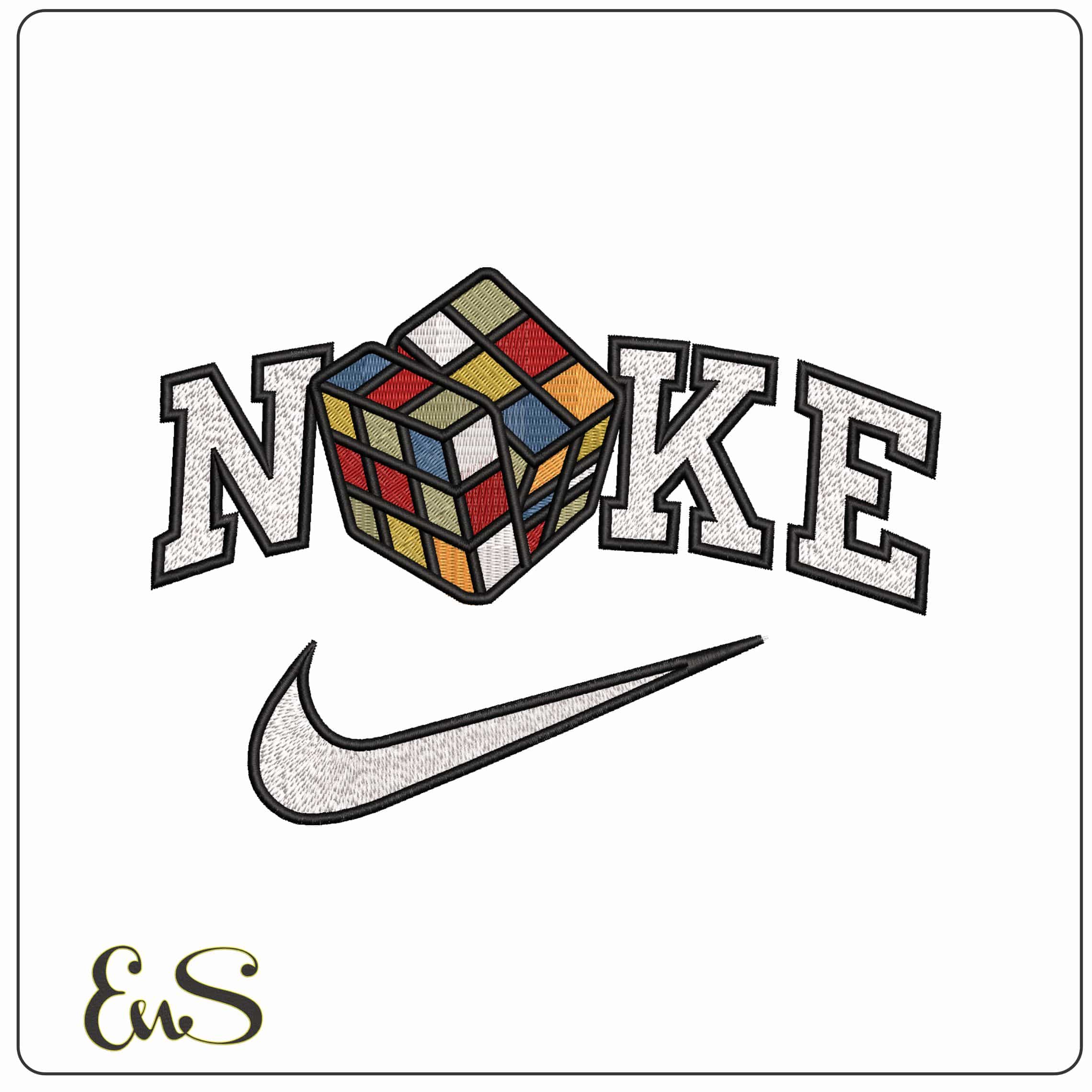 Nike Rubik Cube Puzzle mixed - Elegant embroidery design file - instant download