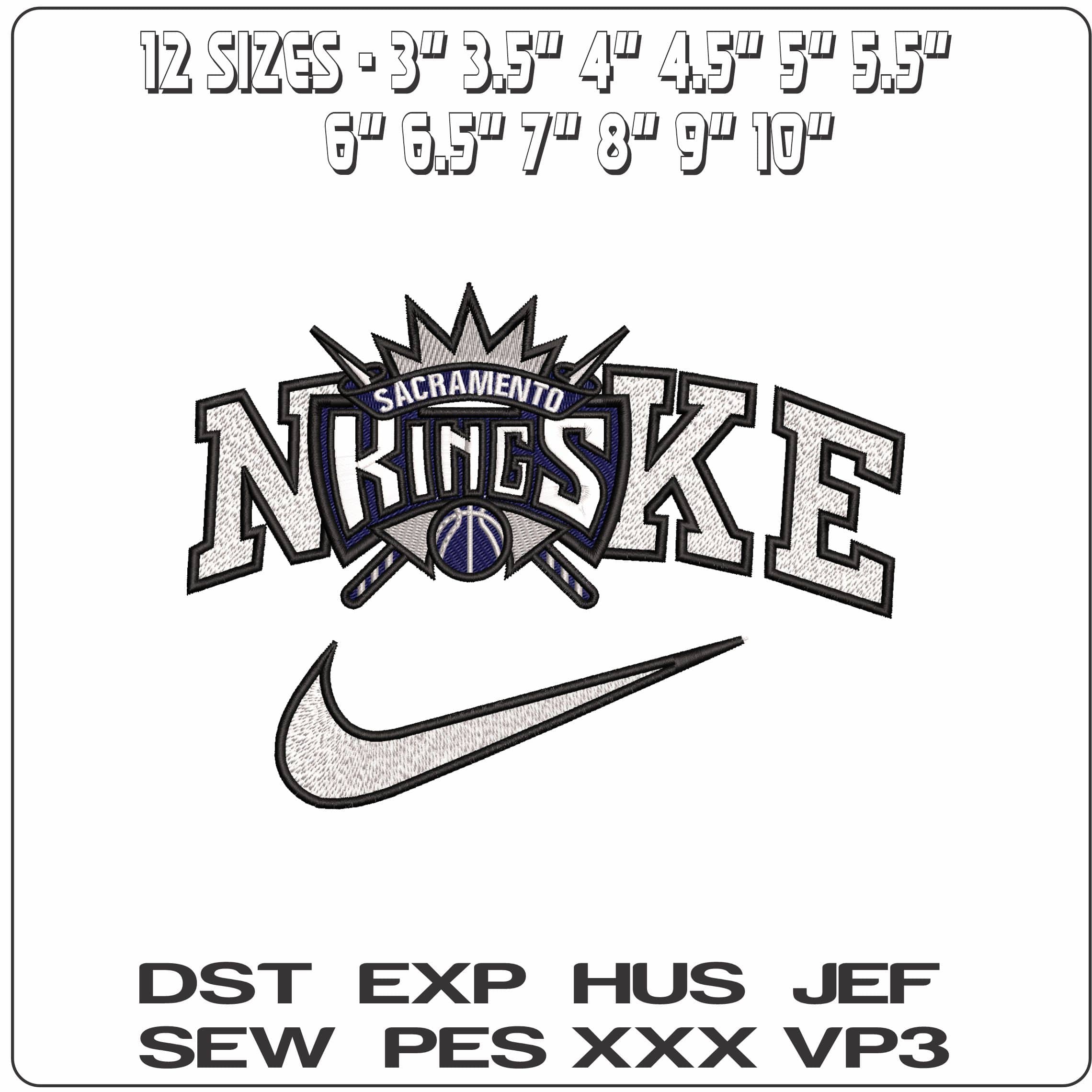 Nike Sacramento Kings - Elegant embroidery design file - instant download — view 2