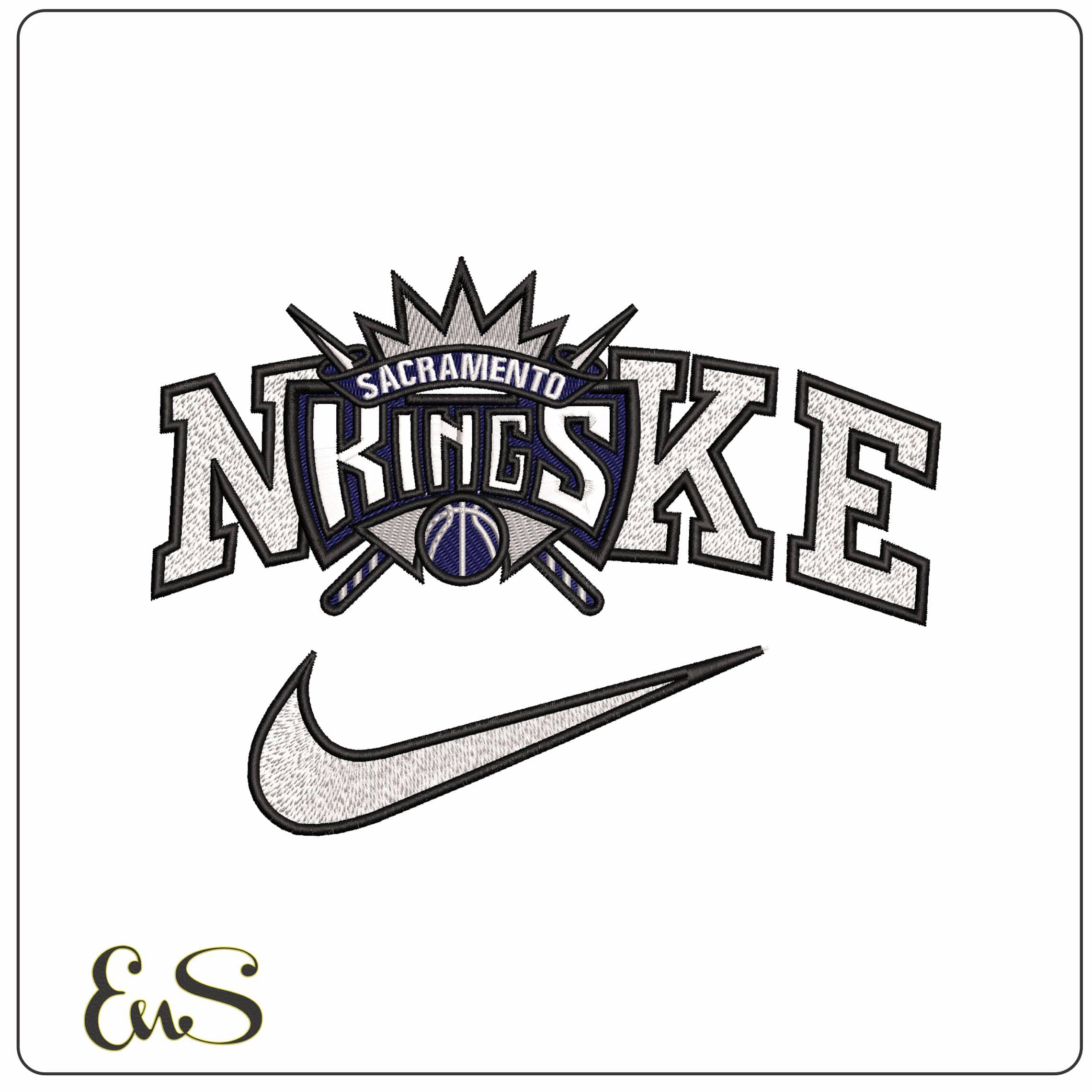 Nike Sacramento Kings - Elegant embroidery design file - instant download
