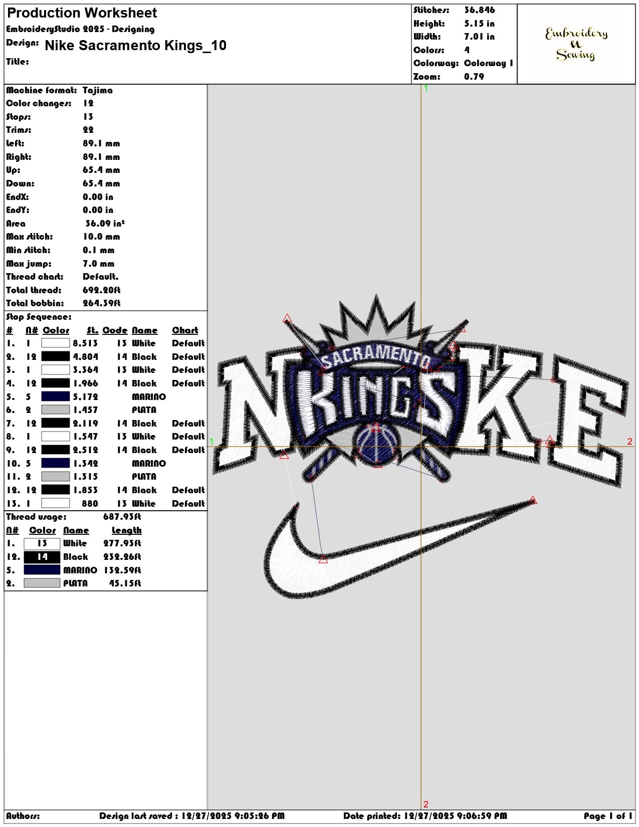 Nike Sacramento Kings - Elegant embroidery design file - instant download — view 3