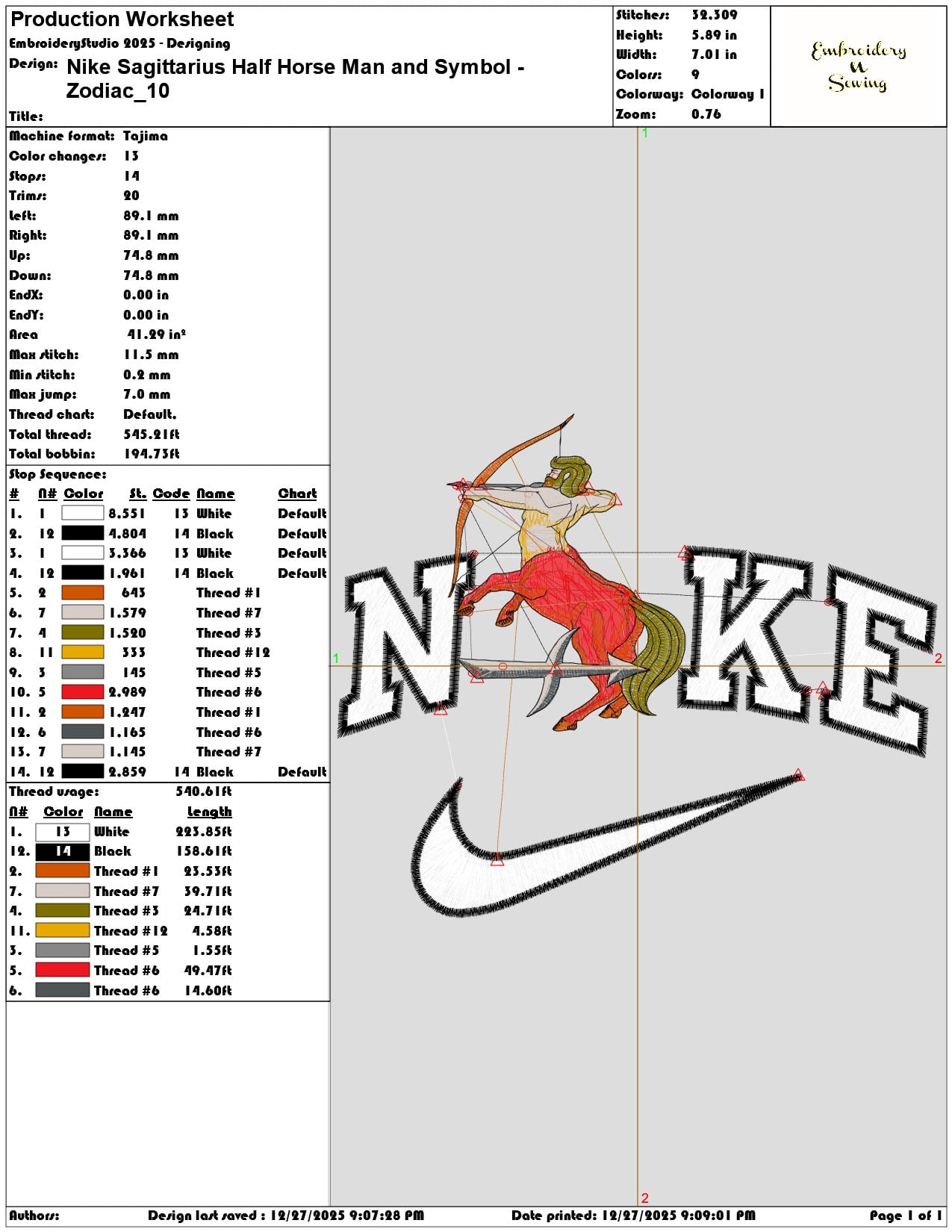 Nike Sagittarius Half Horse Man and Symbol Zodiac - Elegant embroidery design file - instant download — view 3