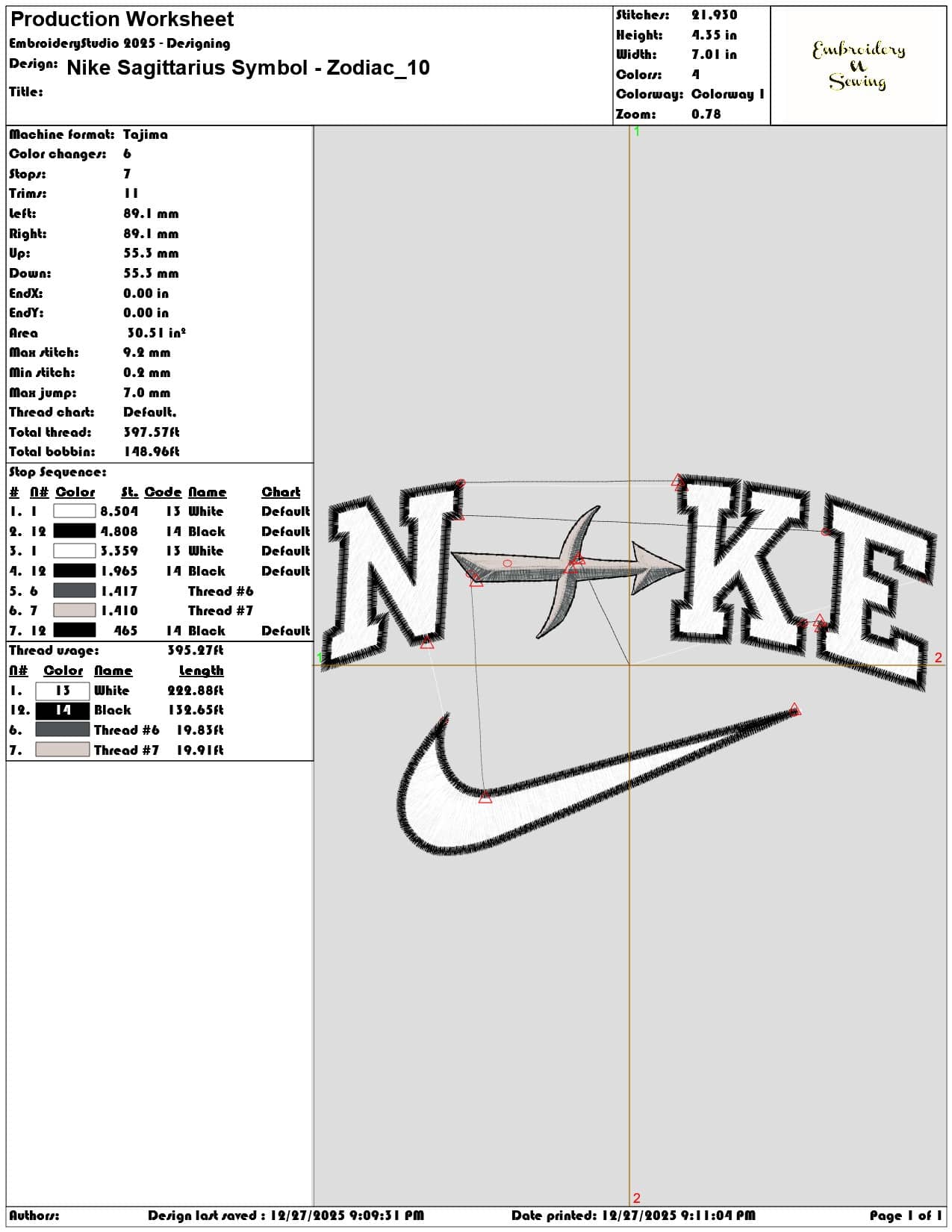 Nike Sagittarius Symbol Zodiac - Elegant embroidery design file - instant download — view 3