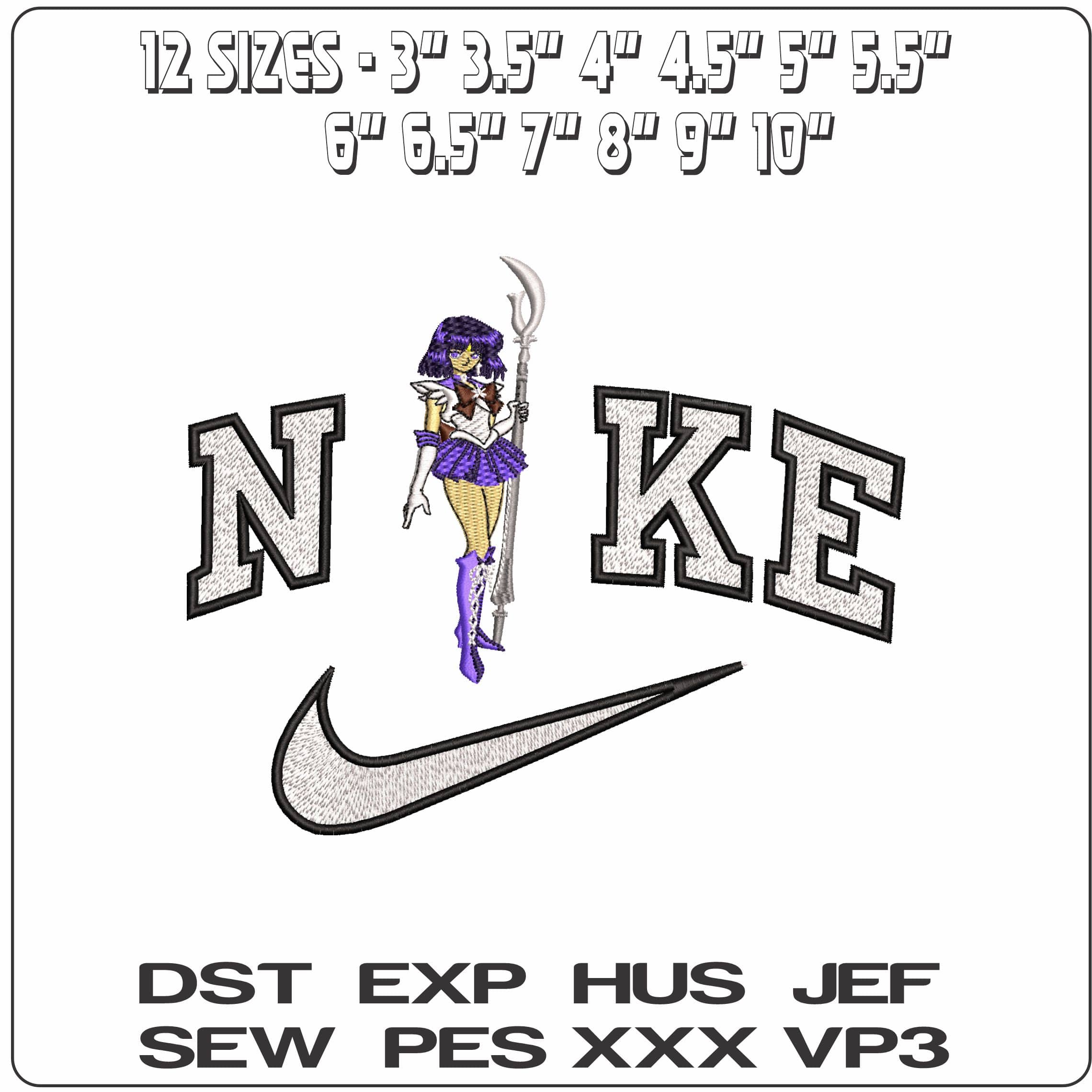 Nike Sailor Saturn tatami Sailor Moon Anime - Elegant embroidery design file - instant download — view 2