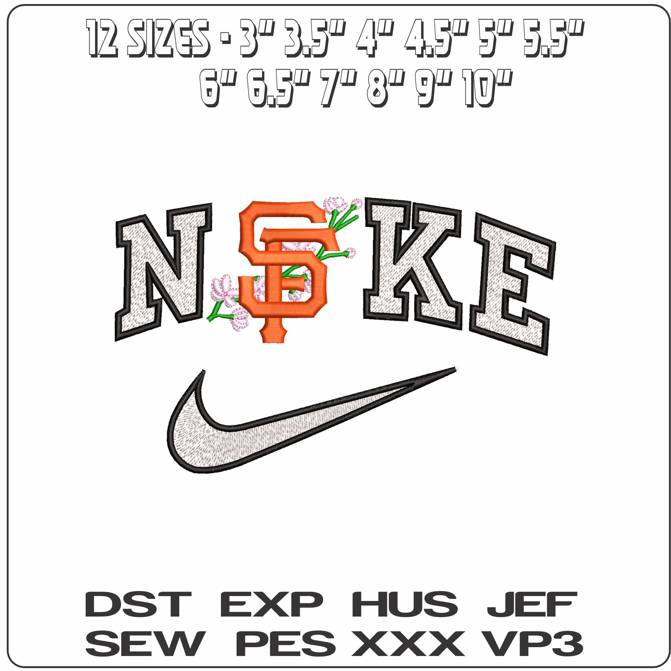 Nike San Francisco Giants SFG Bloom - Elegant embroidery design file - instant download — view 2