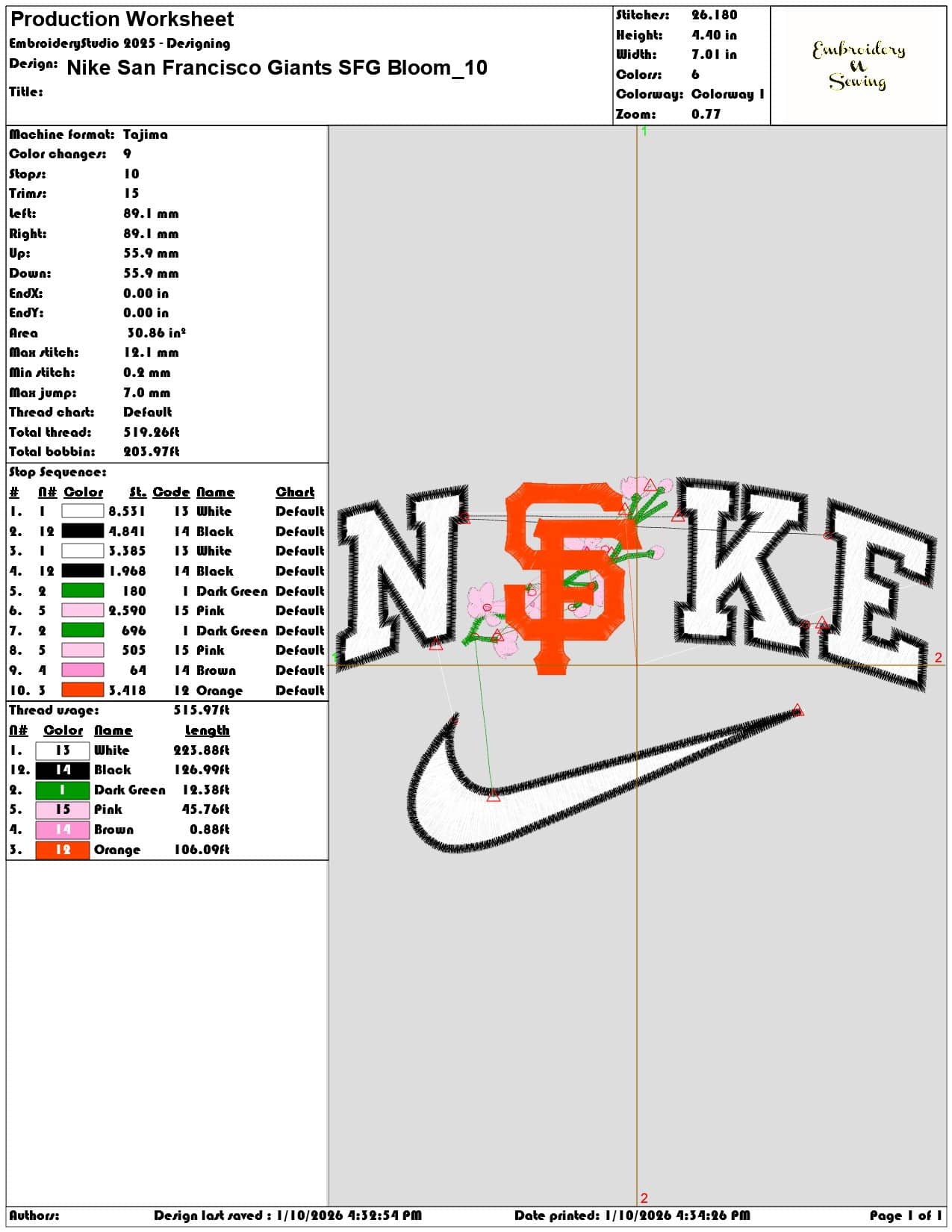 Nike San Francisco Giants SFG Bloom - Elegant embroidery design file - instant download — view 3